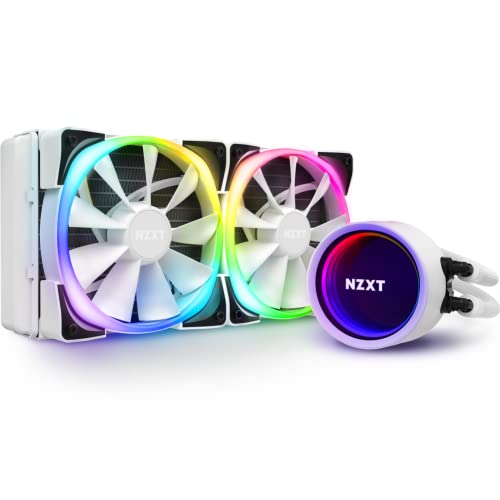 NZXT Kraken X53 RGB 240mm AIO Liquid CPU Cooler - White Infinity Mirror Design with CAM V4 Control - Includes 2 AER RGB V2 120mm Fans - Perfect for Gaming PCs and High-Performance Workstations