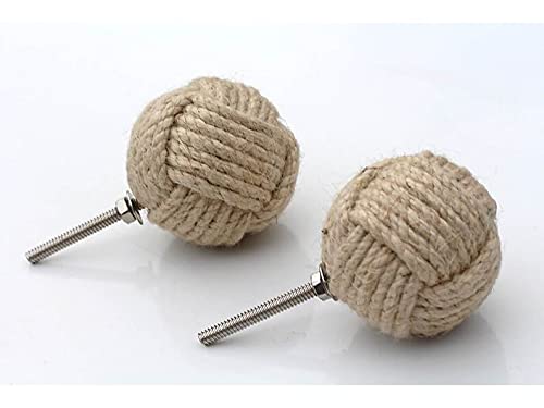 AnNafi Jute Rope Cabinet Knobs - Nautical Drawer Pulls (12-Pack) for Wardrobes & Cupboards