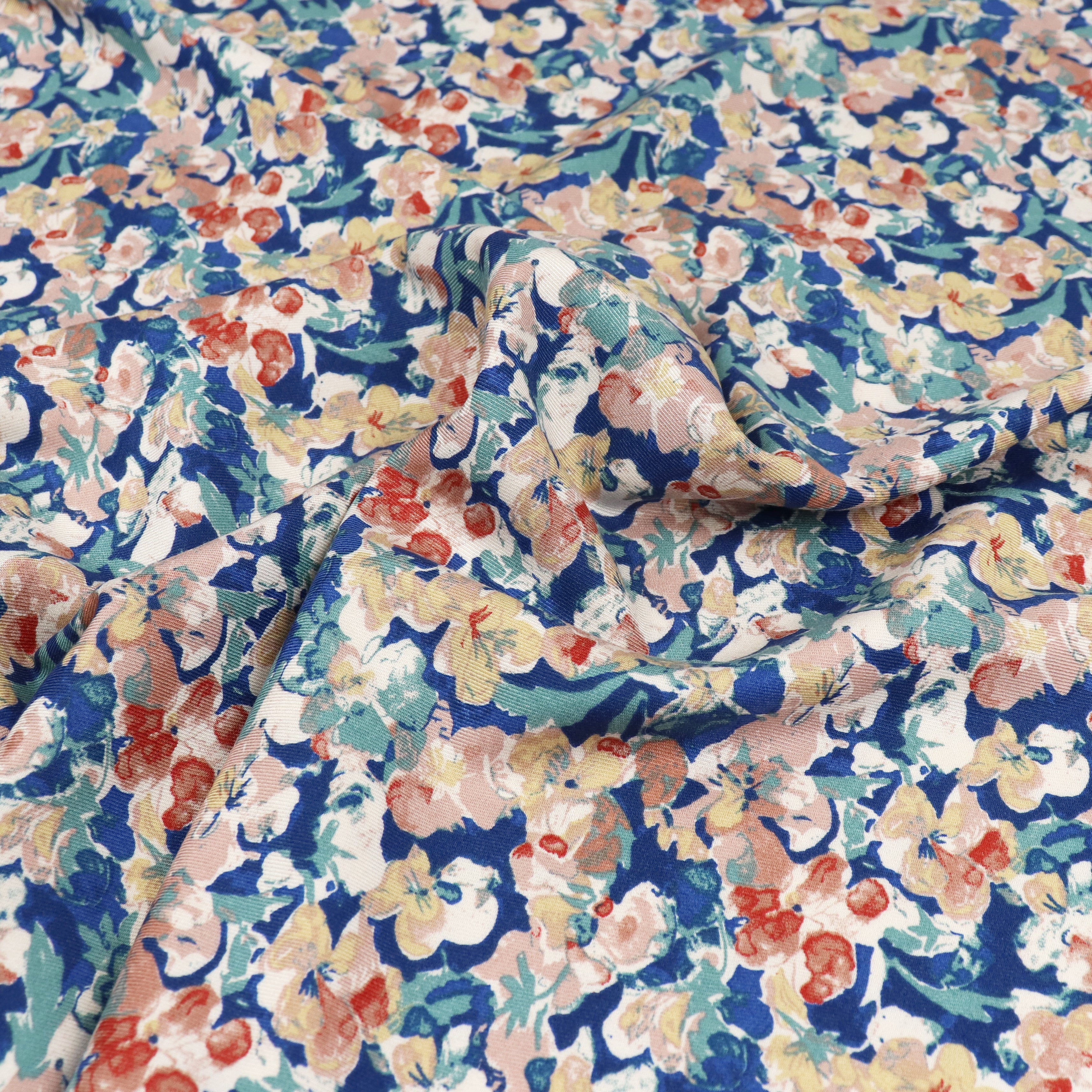 Viscose Twill Fabric with Hand-Painted Floral Design - Perfect for DIY Dresses, Skirts & Home Decor Projects
