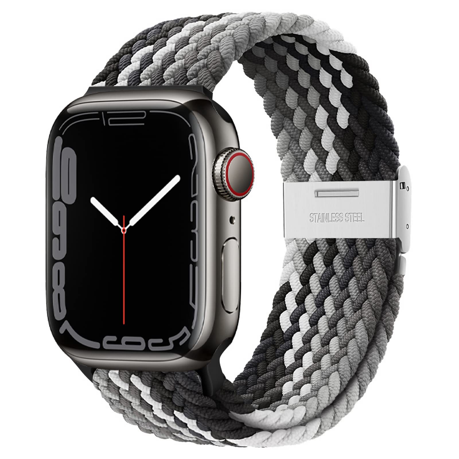 Braided Nylon Apple Watch Bands for Series 9/8/7/6/5/4/3/2/SE/Ultra/Ultra 2 - Adjustable, Breathable Replacement Strap for 38mm/40mm/41mm/42mm/44mm/45mm/49mm - Perfect for Workouts, Running & Everyday Wear