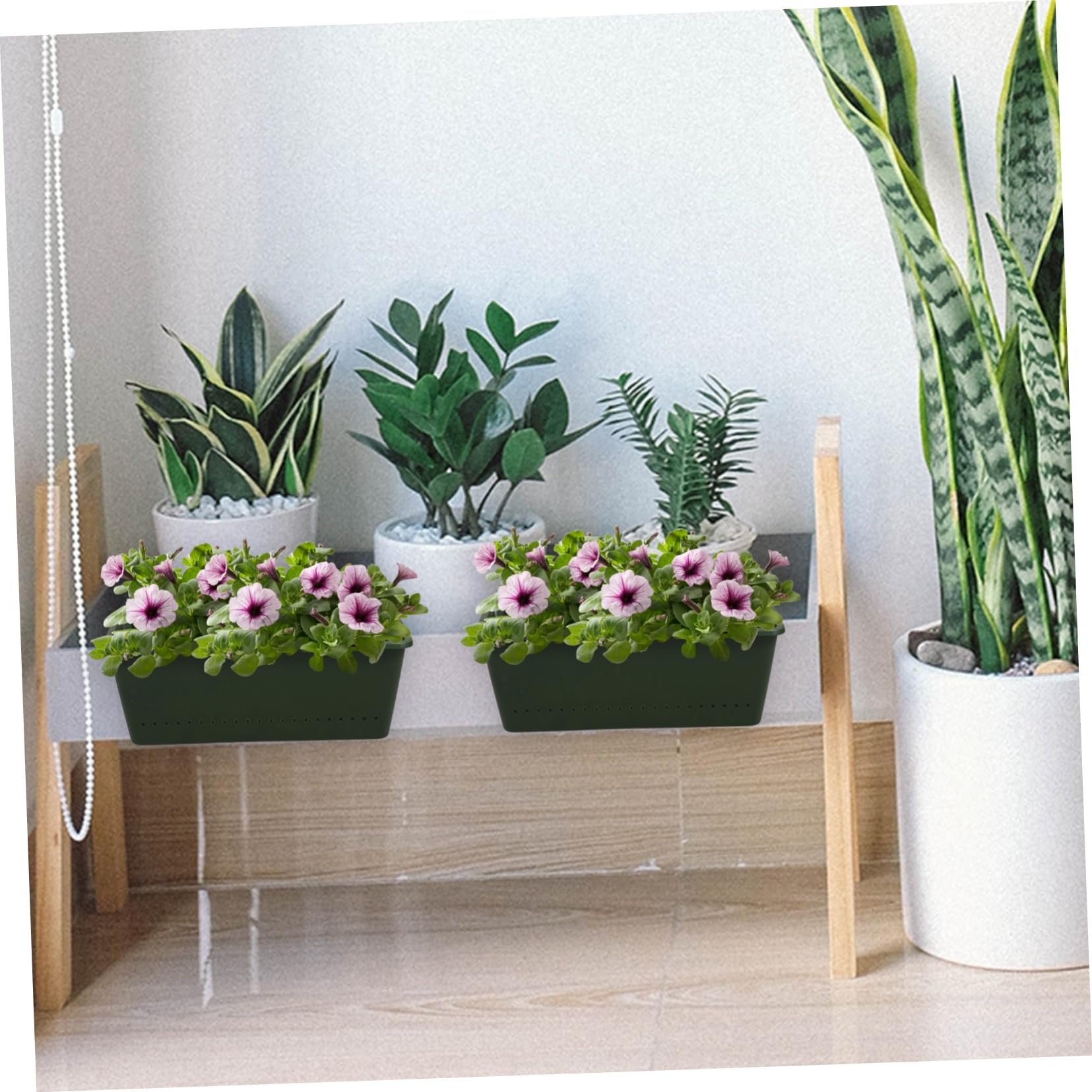 DOITOOL 2-Pack Vertical Wall Planters for Balcony - Hanging Rail Flower Pot Holder for Indoor/Outdoor Plants - Perfect for Windows, Railings & Small Space Gardening