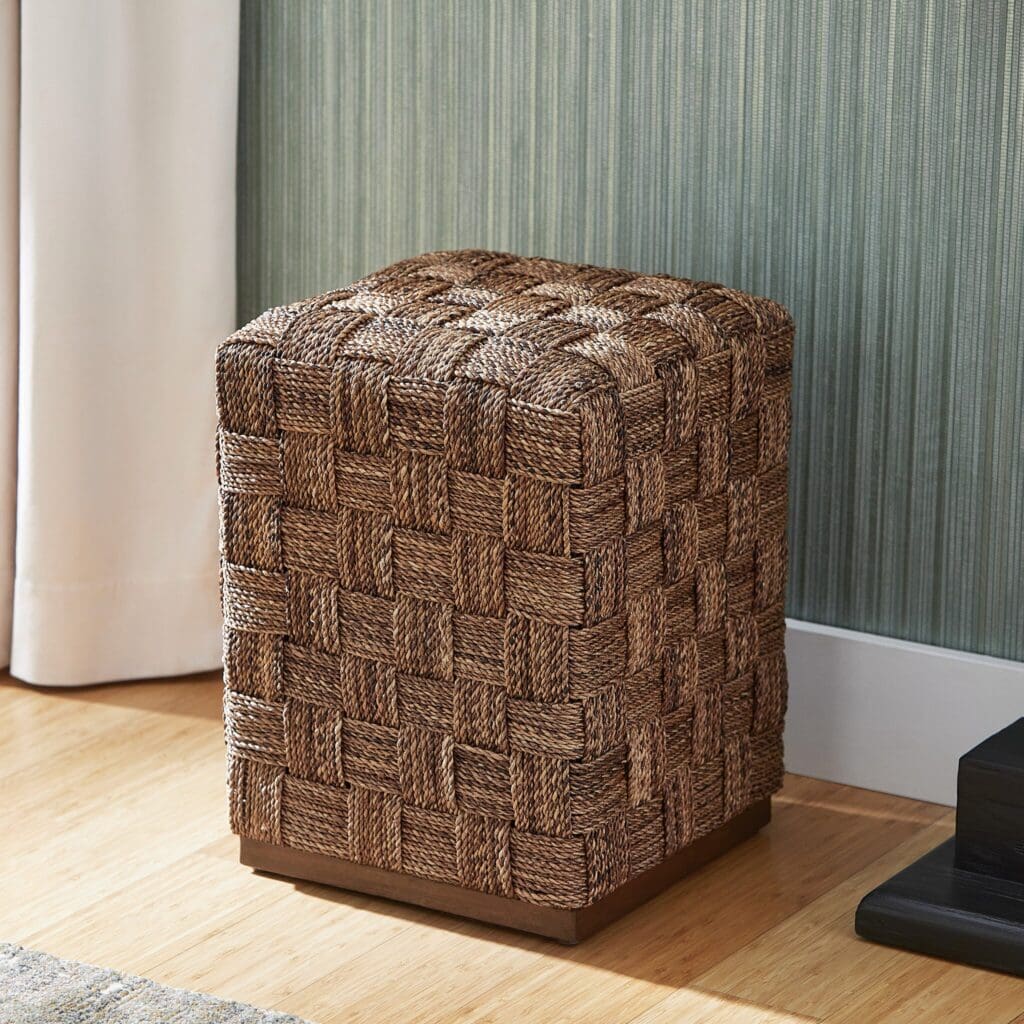 Cyan Design 11590 Milos Ottoman in Brown - Stylish Footstool & Storage Bench for Living Room, Bedroom, or Entryway