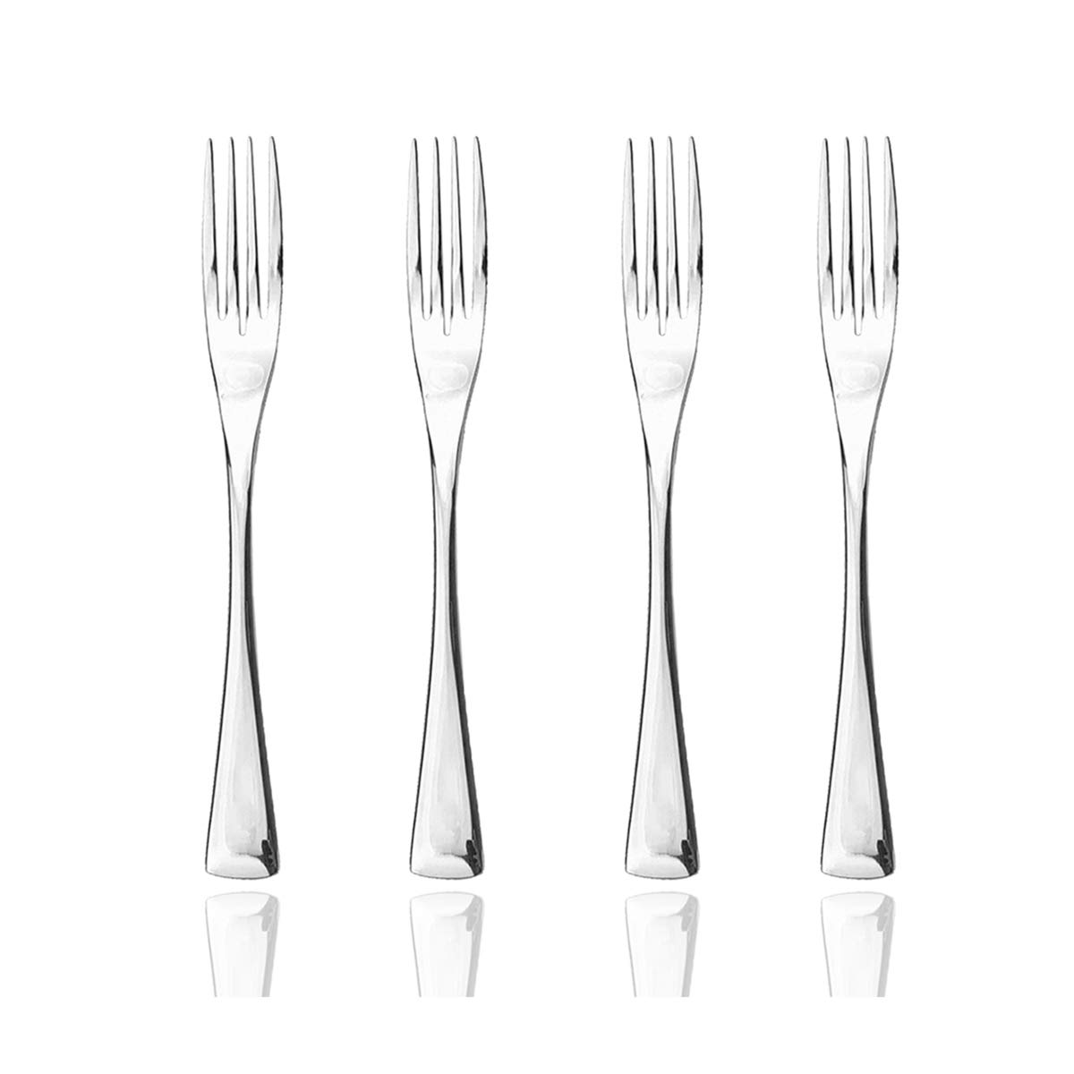 JASHII 4-Piece Mini Dessert Forks Set - 18/10 Stainless Steel, Mirror Polished Flatware - Perfect for Cake Tasting, Pastries, Desserts, Tea Parties, Home Kitchen & Restaurant Use (Silver)