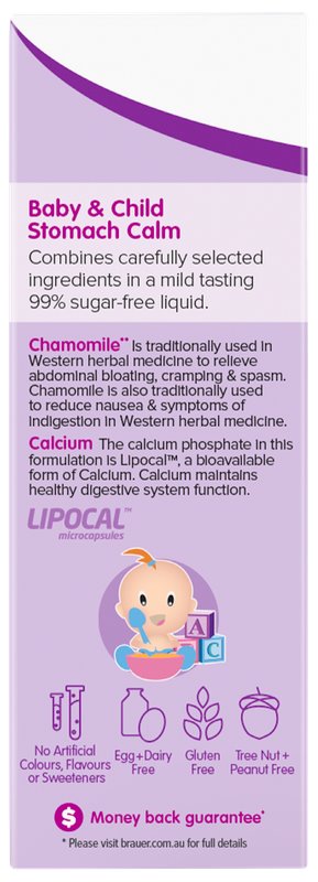 Brauer Baby & Child Stomach Calm Liquid - Natural Relief for Colic, Gas & Upset Stomach in Infants & Toddlers | Safe & Gentle Digestive Support for Babies | Perfect for Nighttime Comfort & Travel