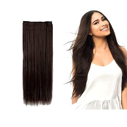 Verbier Clip-In Hair Extensions for Women & Girls - Dark Brown Straight 1-Pack - Natural Look for Daily Wear, Parties & Special Occasions