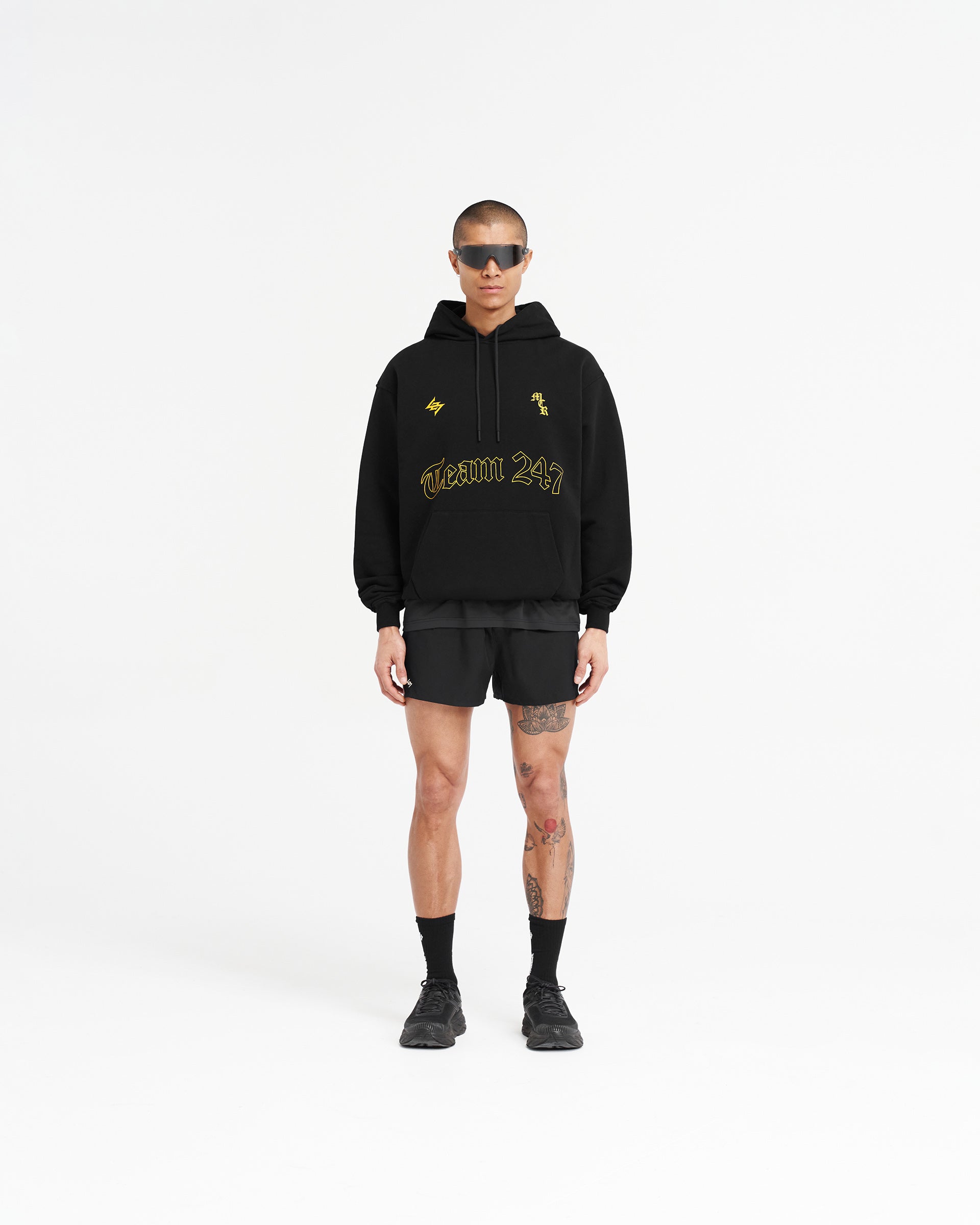 247 Manchester Marathon Oversized Hoodie - Black | Comfortable Unisex Pullover for Running, Training & Casual Wear