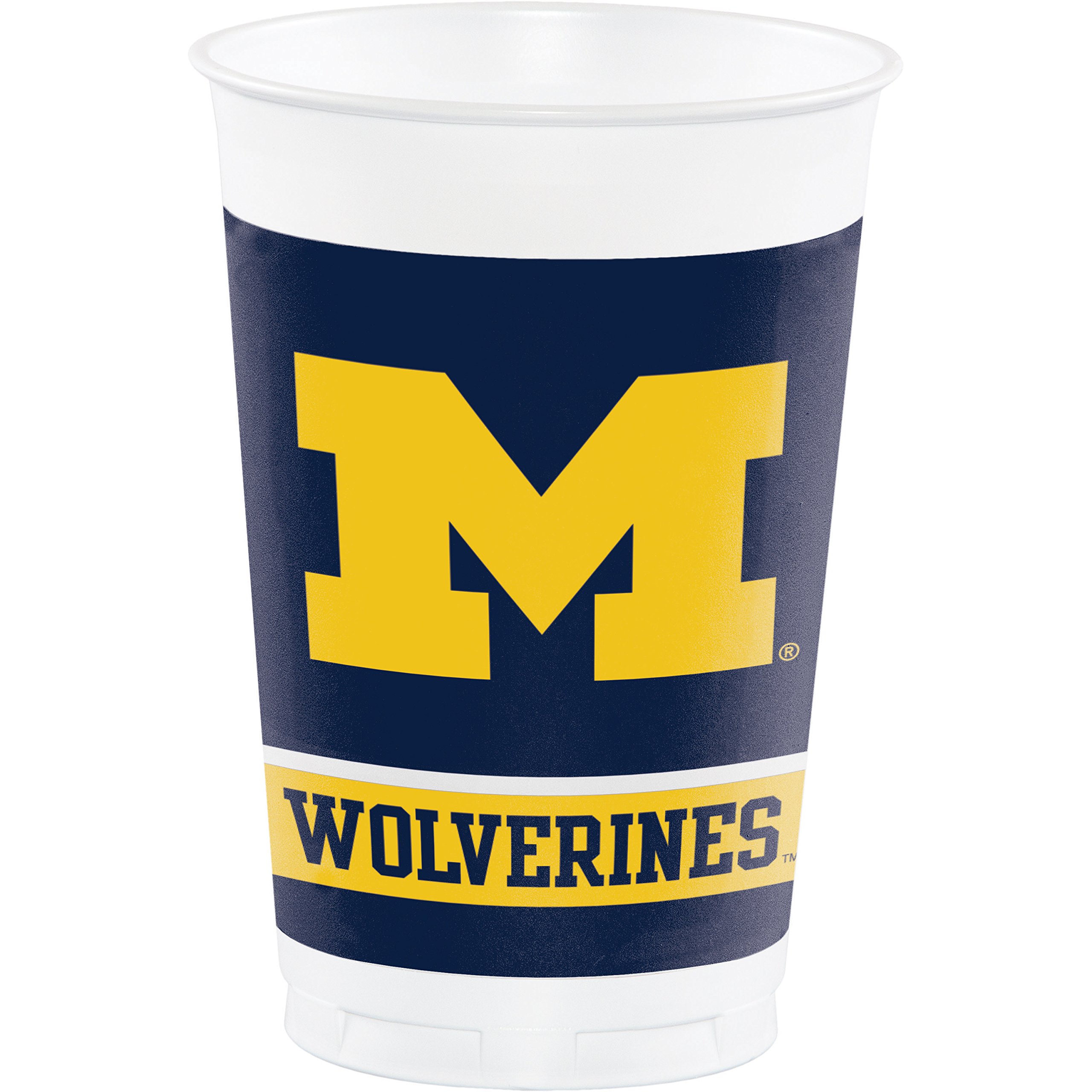 University of Michigan Wolverines 24-Pack Plastic Cups - Durable Party Cups for Tailgates, BBQs, and College Events