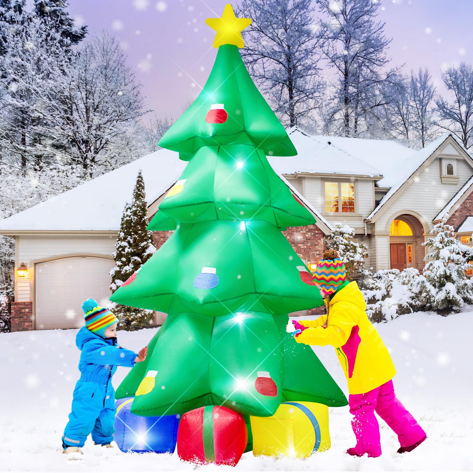 TRMESIA 10ft Inflatable Christmas Tree with LED Lights - Holiday Lawn Decoration for Indoor/Outdoor Parties, New Year & Xmas Decor - Perfect for Yard Displays, Gift Boxes & Seasonal Clearance Sales