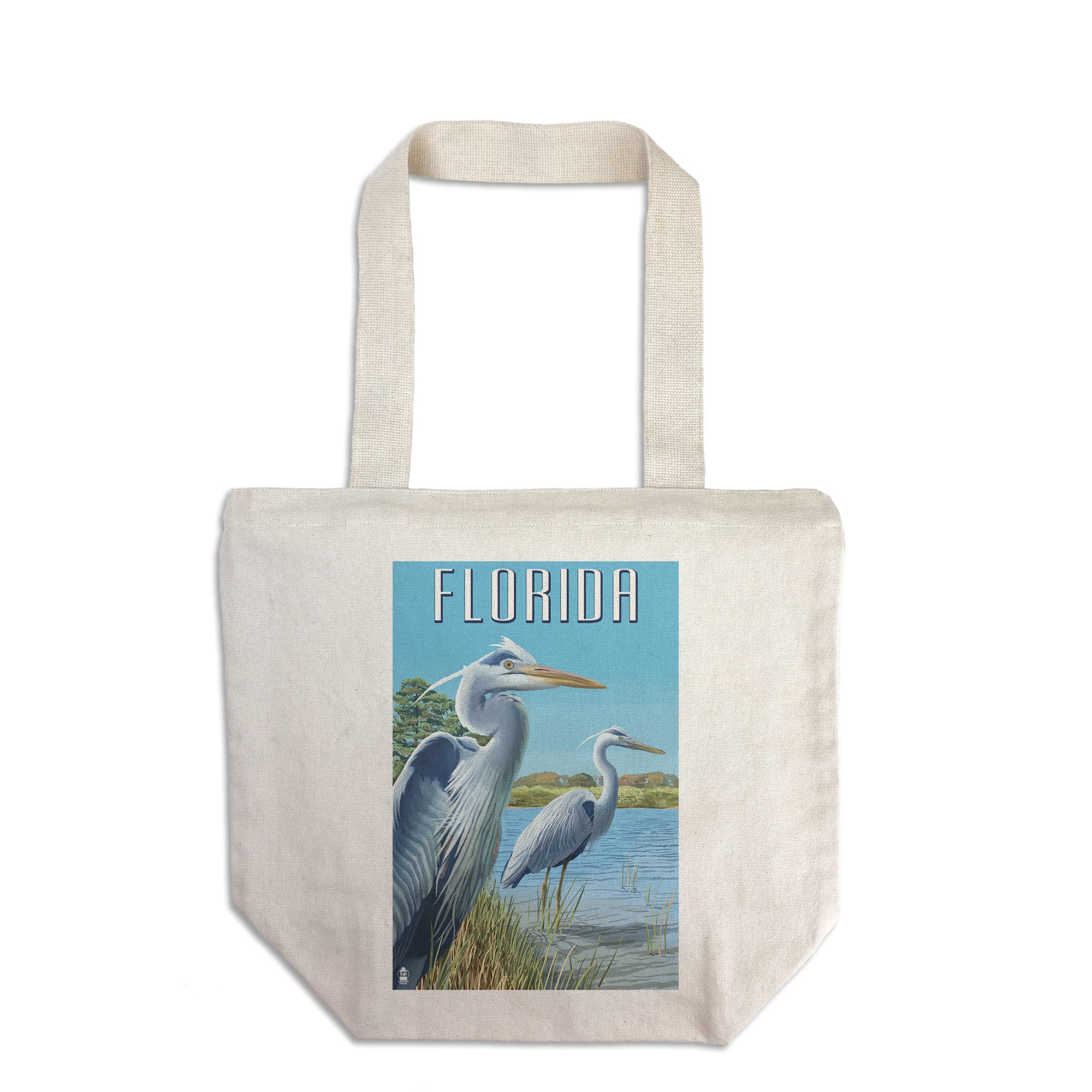 Florida Blue Herons in Grass - 100% Cotton Canvas Reusable Tote Bag | Eco-Friendly Shopping Bag for Groceries, Beach & Daily Use