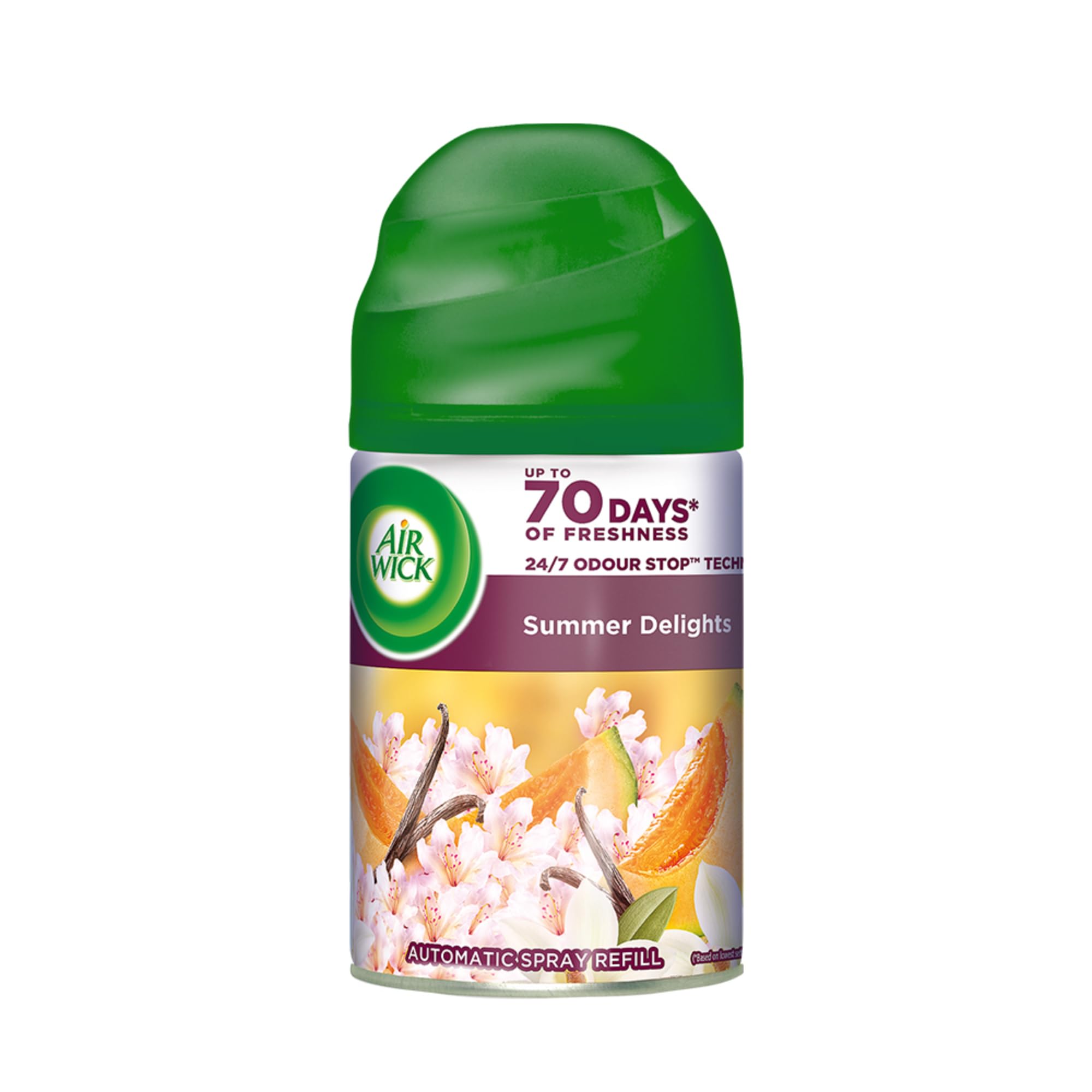 Air Wick Vanilla Freshmatic Automatic Air Freshener Refill, 250ml | 2600 Sprays | Long-Lasting Vanilla Scent | for Home, Bathroom, Office & Car | Continuous Fragrance Dispenser for Fresh Air All Day