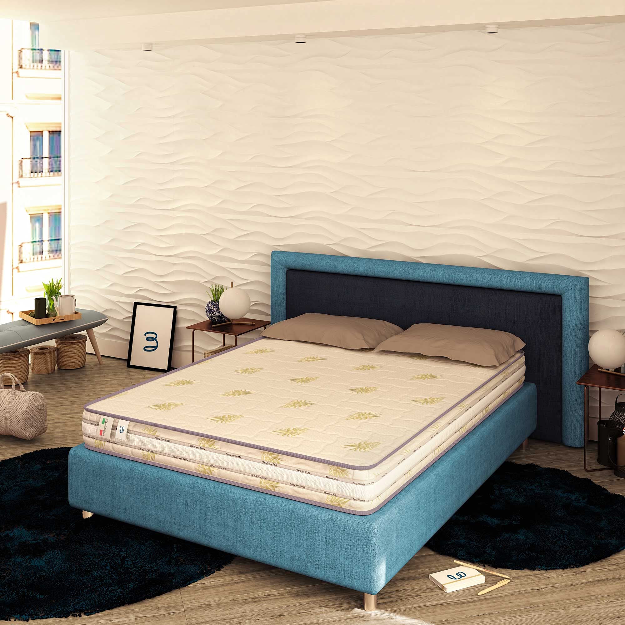 Baldiflex Emporio 20cm Height Viscoelastic Foam & Spring Mattress for Queen Size Bed 170x190cm, 3cm Memory Foam, Aloe Vera Cover with Ventilation Band - Perfect for Back Pain Relief & Comfortable Sleep