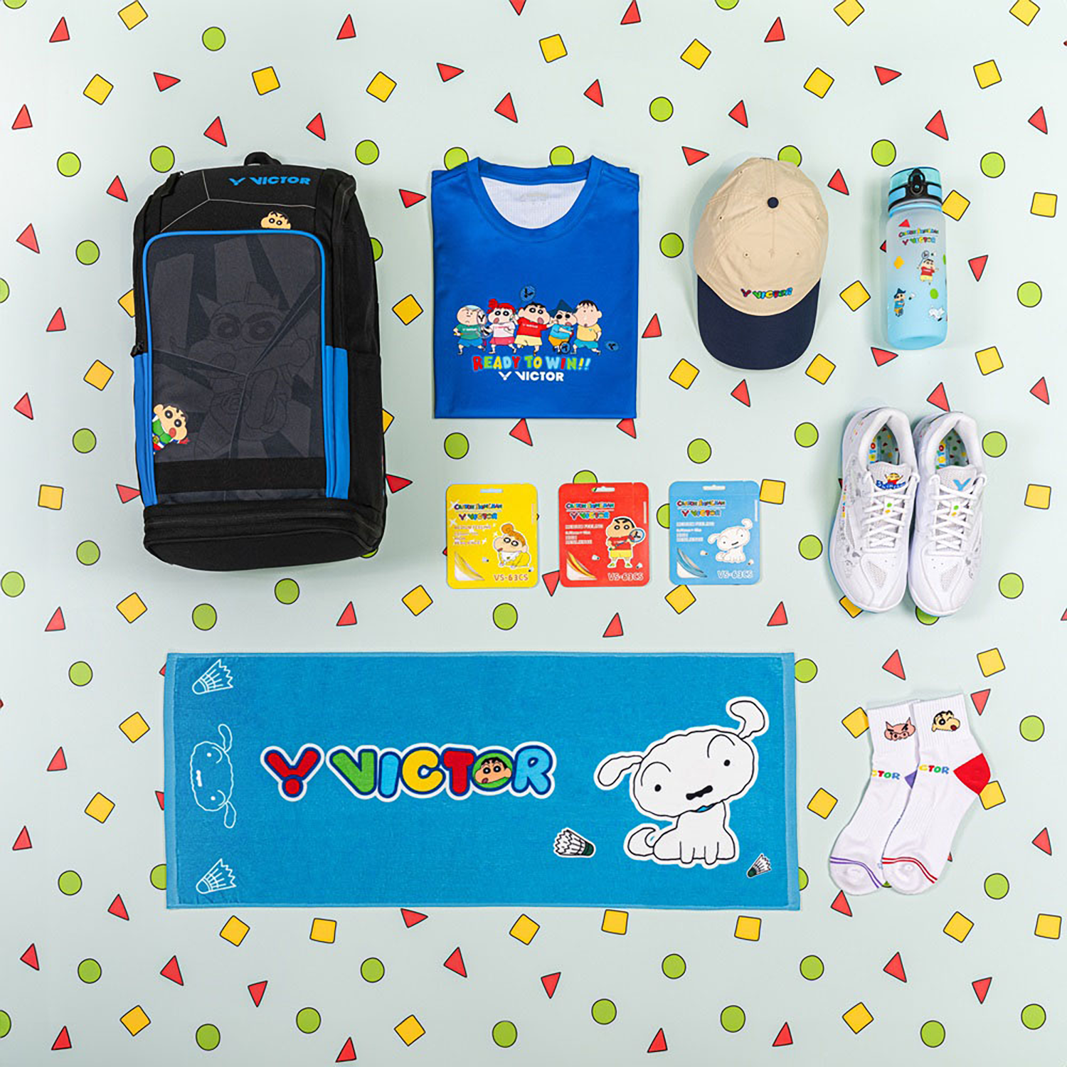 Victor x Crayon Shin Chan Unisex Graphic T-Shirt - Anime Cartoon Cotton Tee for Men & Women (Blue) - Casual Wear, Cosplay, Gift for Anime Fans