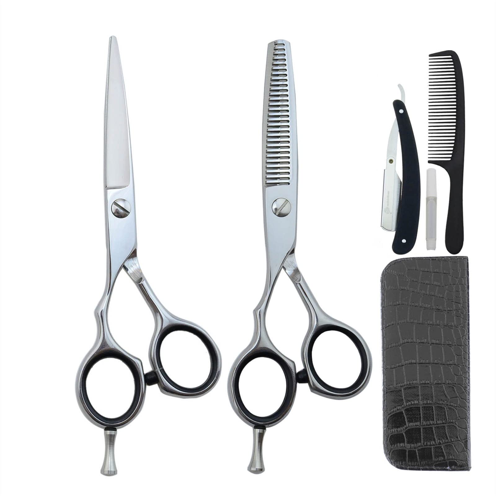 Professional Left-Handed Hairdressing Scissors Kit - 5.5 Inch Japan 440C Steel Thinning Shears for Left-Handed Barbers & Stylists - Perfect for Precision Hair Cutting, Styling & Salon Use