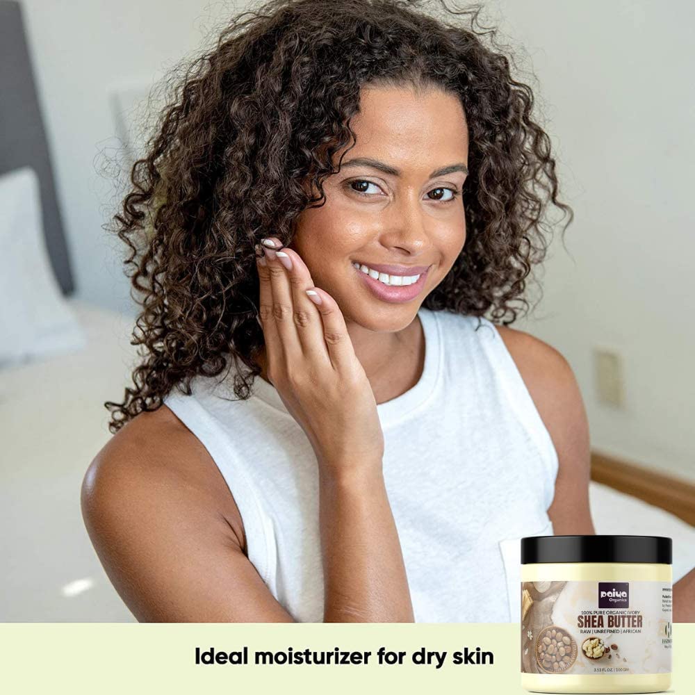 Organic Raw Unrefined Ivory Shea Butter for Face, Hair & Skin Care - 100% Pure Natural Moisturizer for Dry Skin, Stretch Marks & DIY Whipped Body Butter (7oz/200g) - Perfect for Daily Skincare Routine, Hair Masks & Homemade Beauty Products