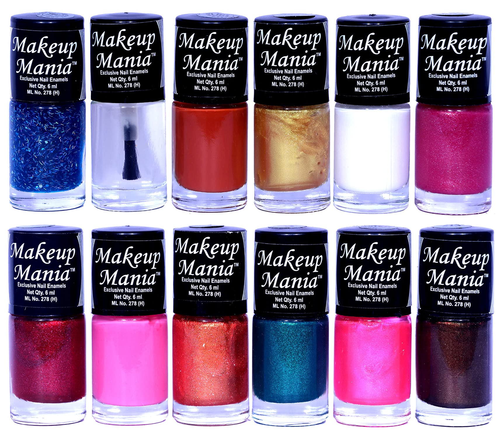 Makeup Mania 12-Piece Nail Polish Set - 6ml Each (Multicolor Combo No.107) - Long Lasting Nail Paint for Salon-Quality Manicures at Home, Parties & Special Occasions