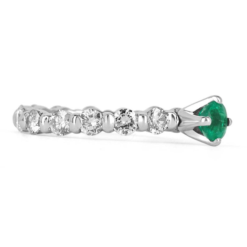 1.60tcw Natural Emerald & Diamond Accent 14K White Gold Engagement Ring for Women - Perfect for Proposals, Anniversaries & Bridal Jewelry