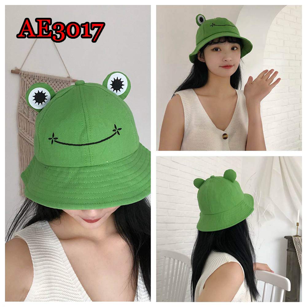Vivigo Cute Green Frog Bucket Hat - Summer Cotton Sun Hat for Women & Adults, Wide Brim Fisherman Hat with Fun Frog Design - Perfect for Beach, Outdoor, Fishing & Festival Activities