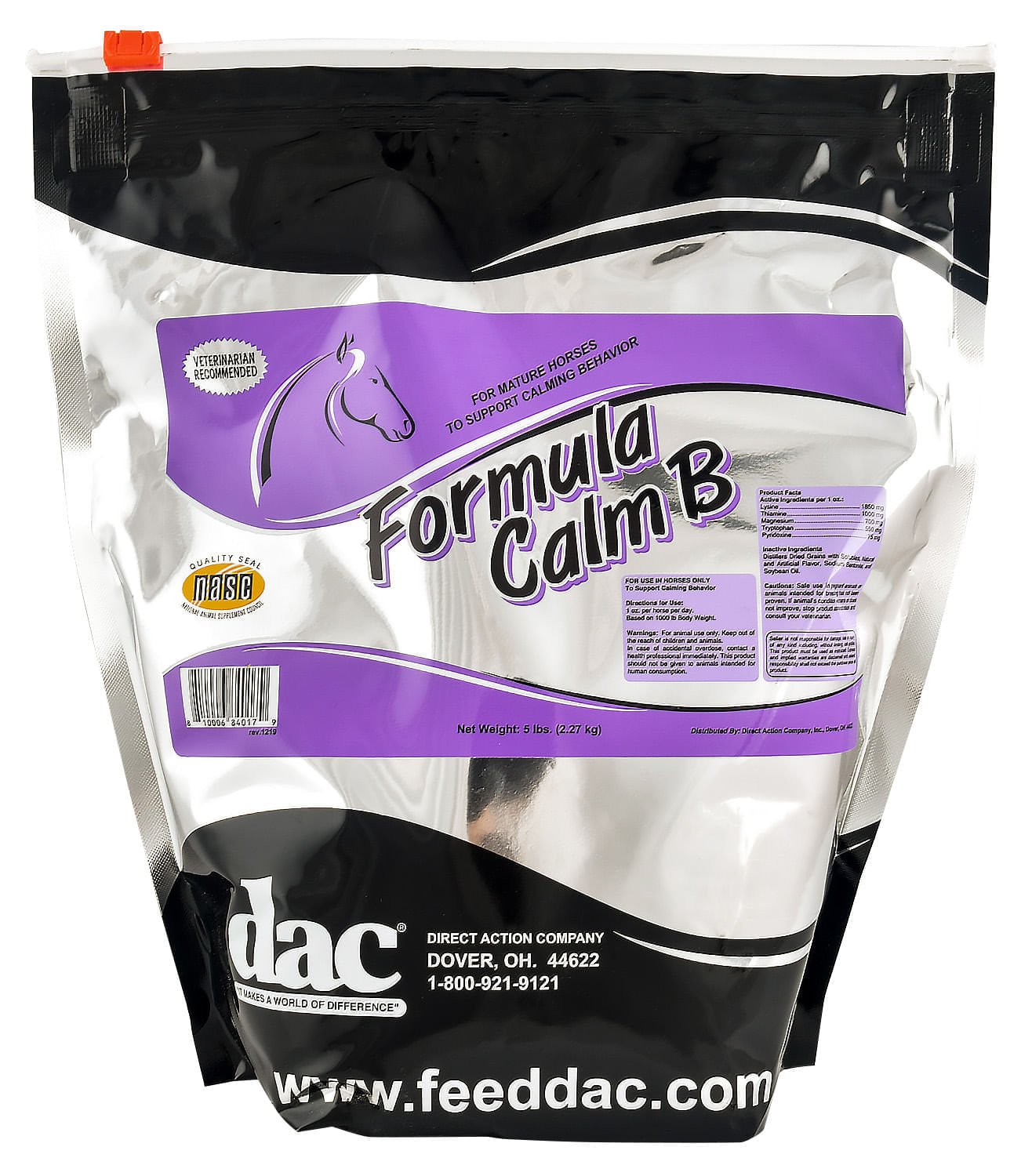 DAC Formula Calm B Horse Supplement - 5 lbs for Stress Relief & Relaxation - Ideal for Show Horses, Training & Travel Anxiety