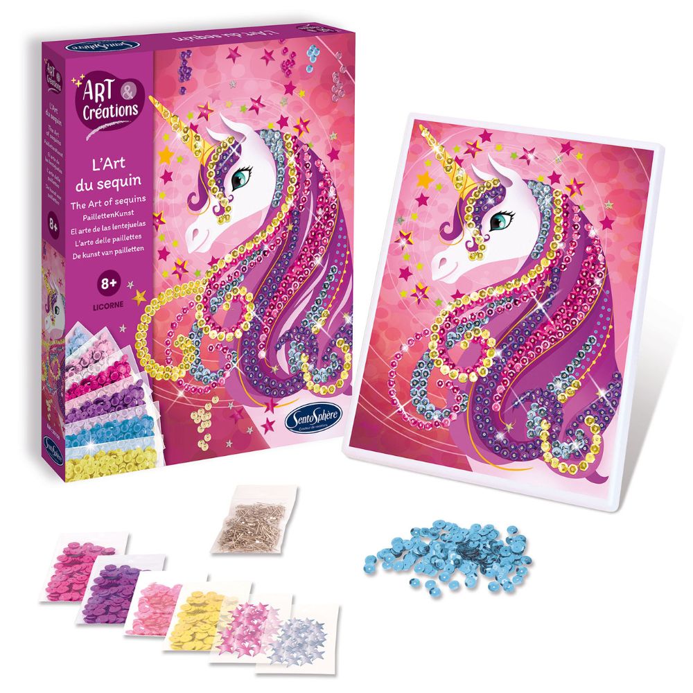 Sentosphere Sequin Art Unicorn Kit - DIY Sparkling Unicorn Painting for Kids & Adults - Perfect for Home Decor, Birthday Gifts & Creative Art Projects
