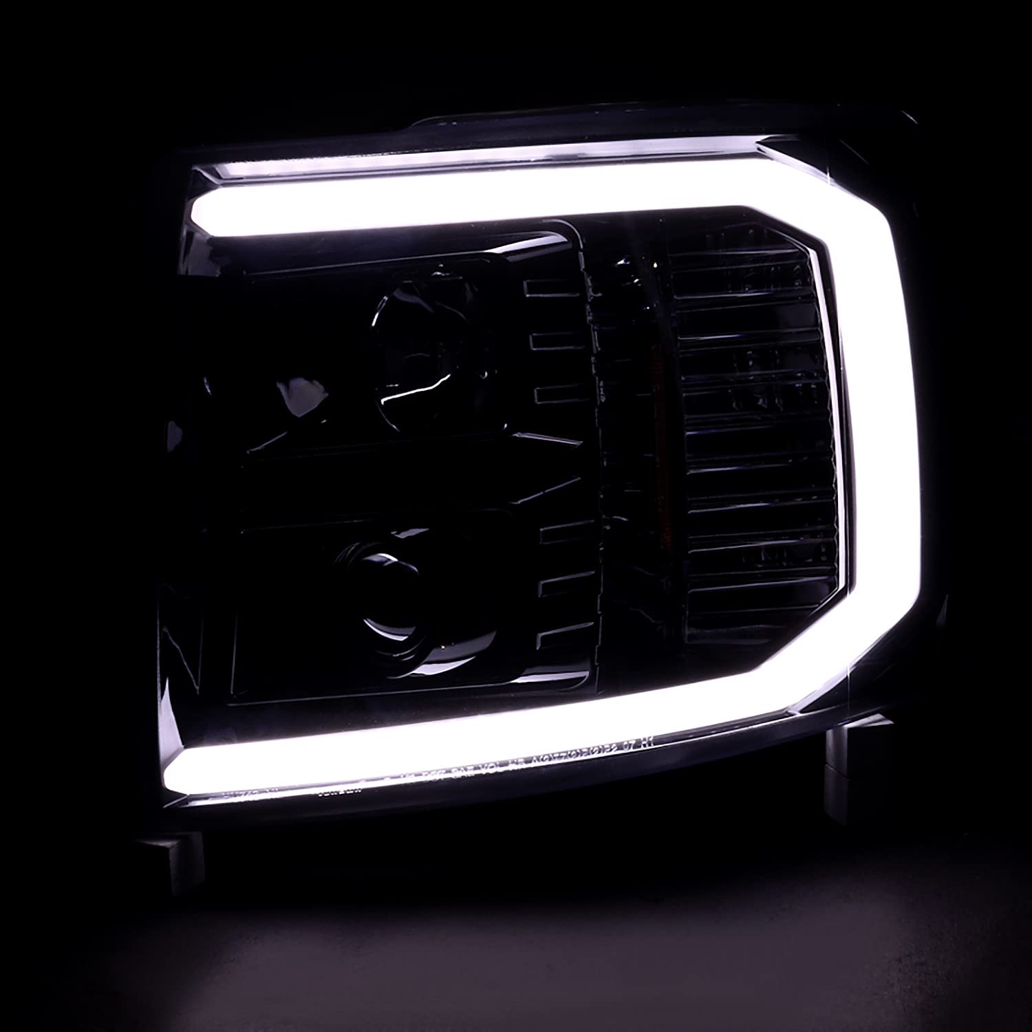 Spec-D Tuning LED Light Bar - Jet Black Housing with Clear Lens Projector Headlights & Black LED Tail Lights - Compatible with Chevrolet Silverado (Left + Right Pair) - Upgrade Your Truck Lighting for Night Driving & Off-Road Adventures