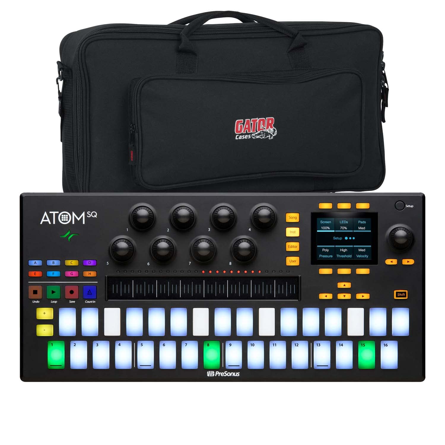 PreSonus Atom SQ MIDI Controller with Gator GK-2110 Carrying Bag - Perfect for Music Production, Live Performances & Studio Recording