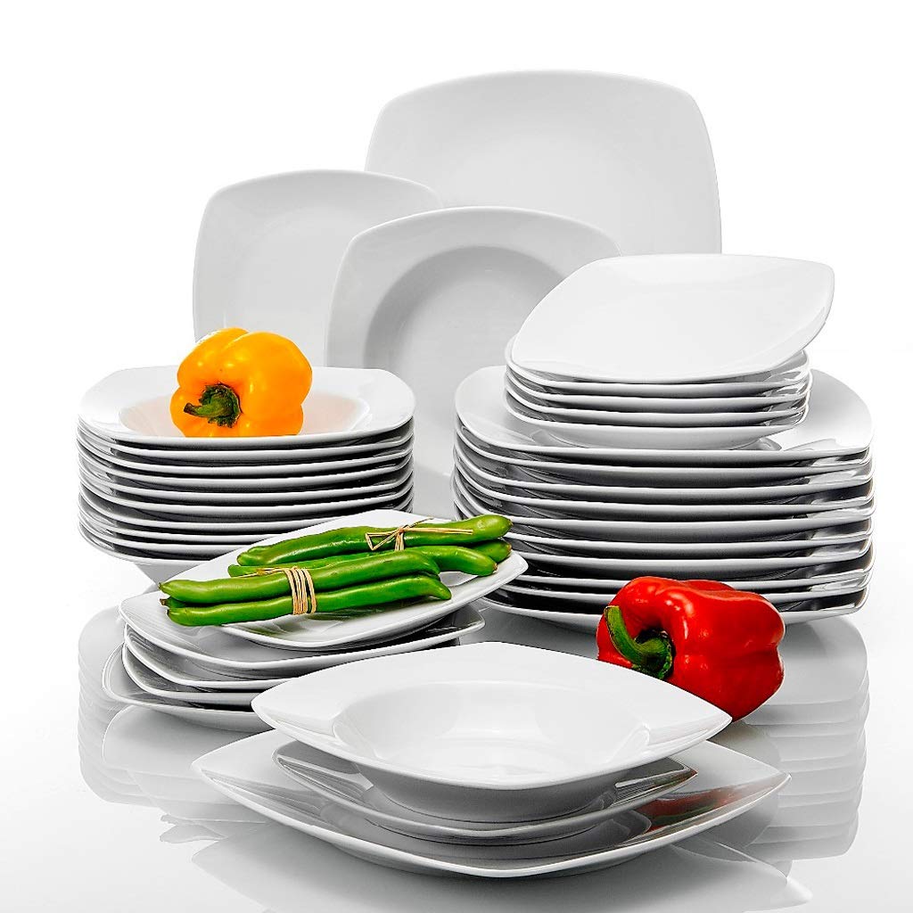 YIFYIC 36-Piece Porcelain Dinnerware Set - 12-Person Soup & Dessert Plates - Durable & Healthy Dinner Plates for Family Gatherings, Parties & Daily Use