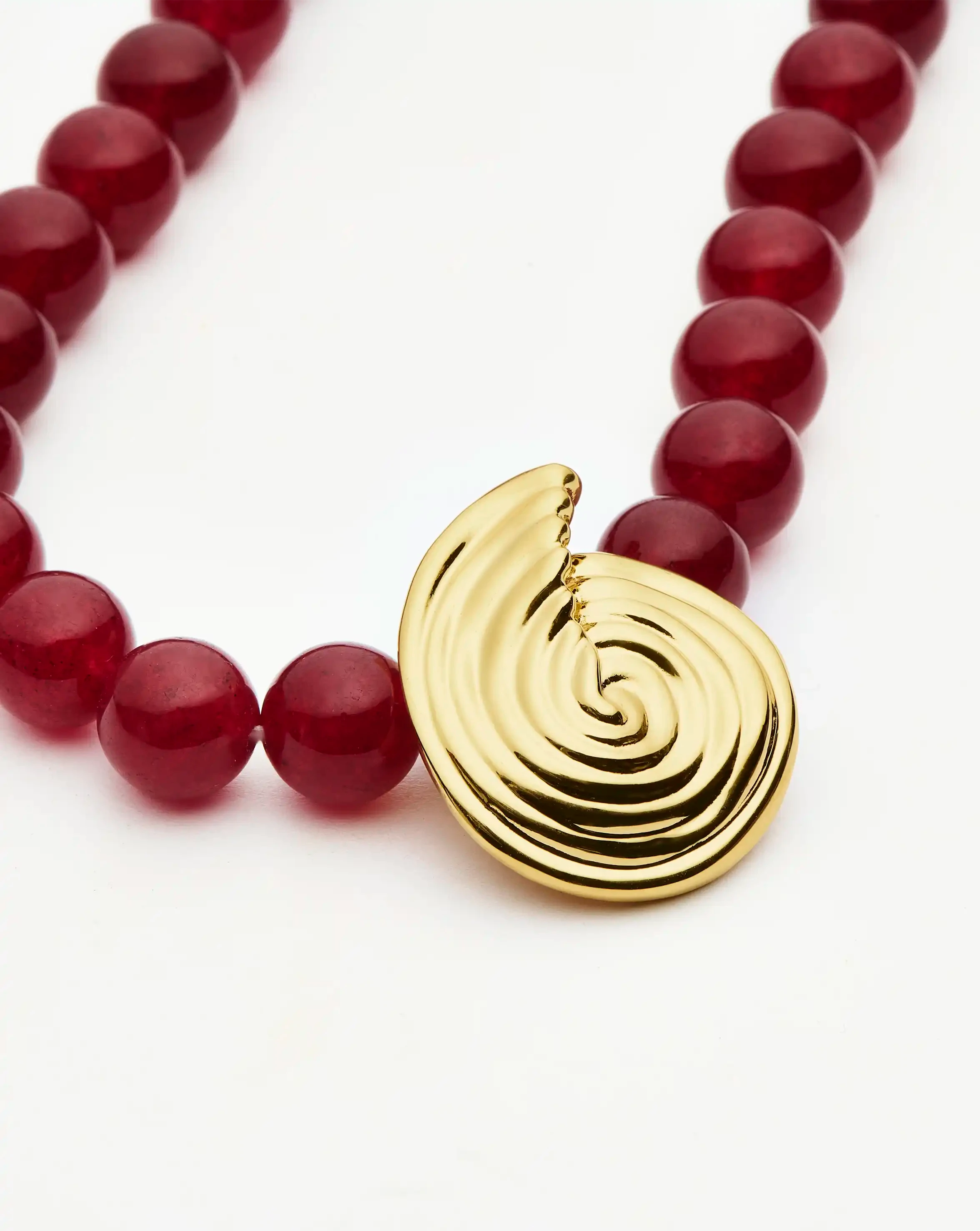 Spiral Gemstone Beaded Pendant Necklace - 18k Gold Plated Dark Cherry Crystal Quartz Jewelry for Women | Elegant Gift for Birthday, Anniversary & Special Occasions