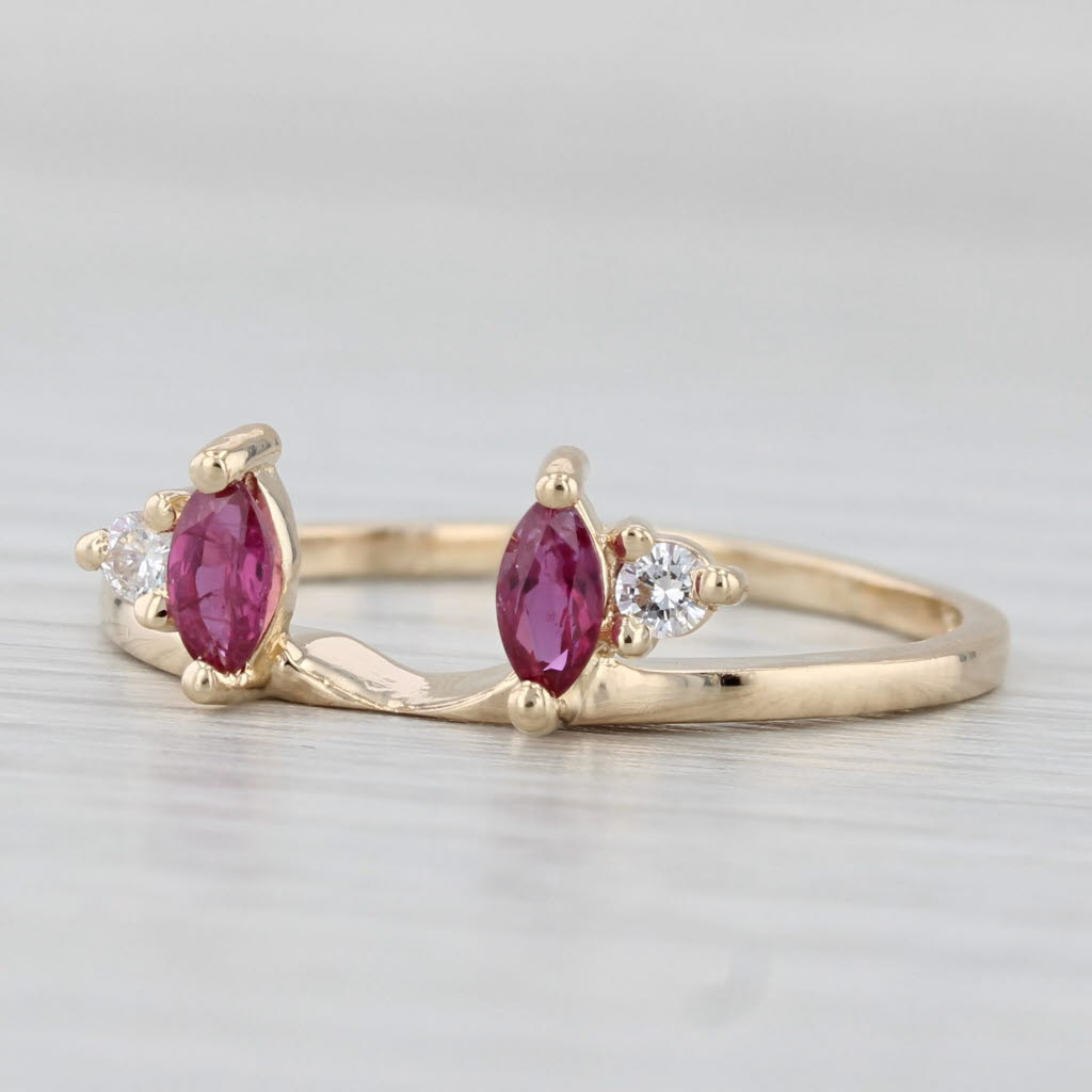 0.45ctw Natural Ruby & Diamond Ring Enhancer Guard - 14k Yellow Gold Wedding Band Size 9.5 - Perfect for Bridal Jewelry, Anniversary Gifts & Special Occasions