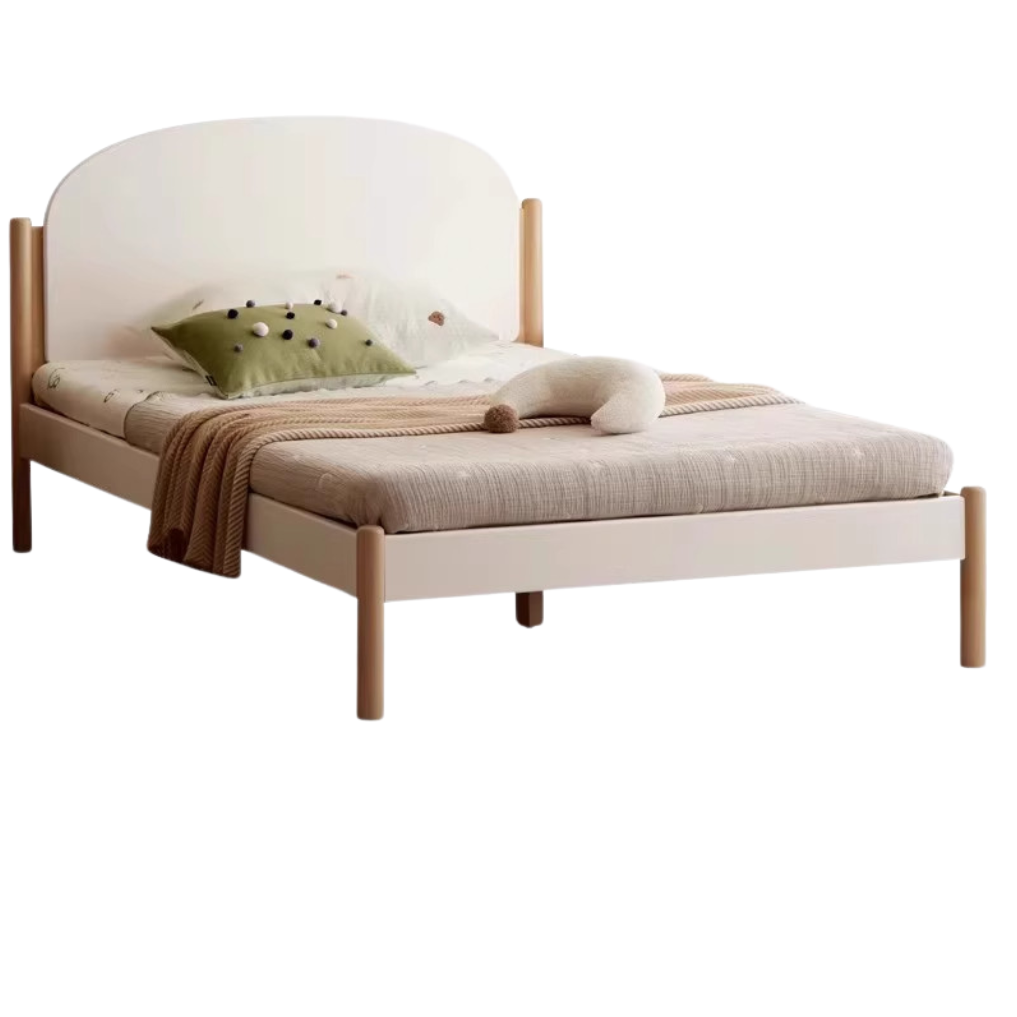 Solid Wood Poplar Kids Bed for Boys & Girls - Durable & Safe Children's Bedroom Furniture for Toddler to Teen Years