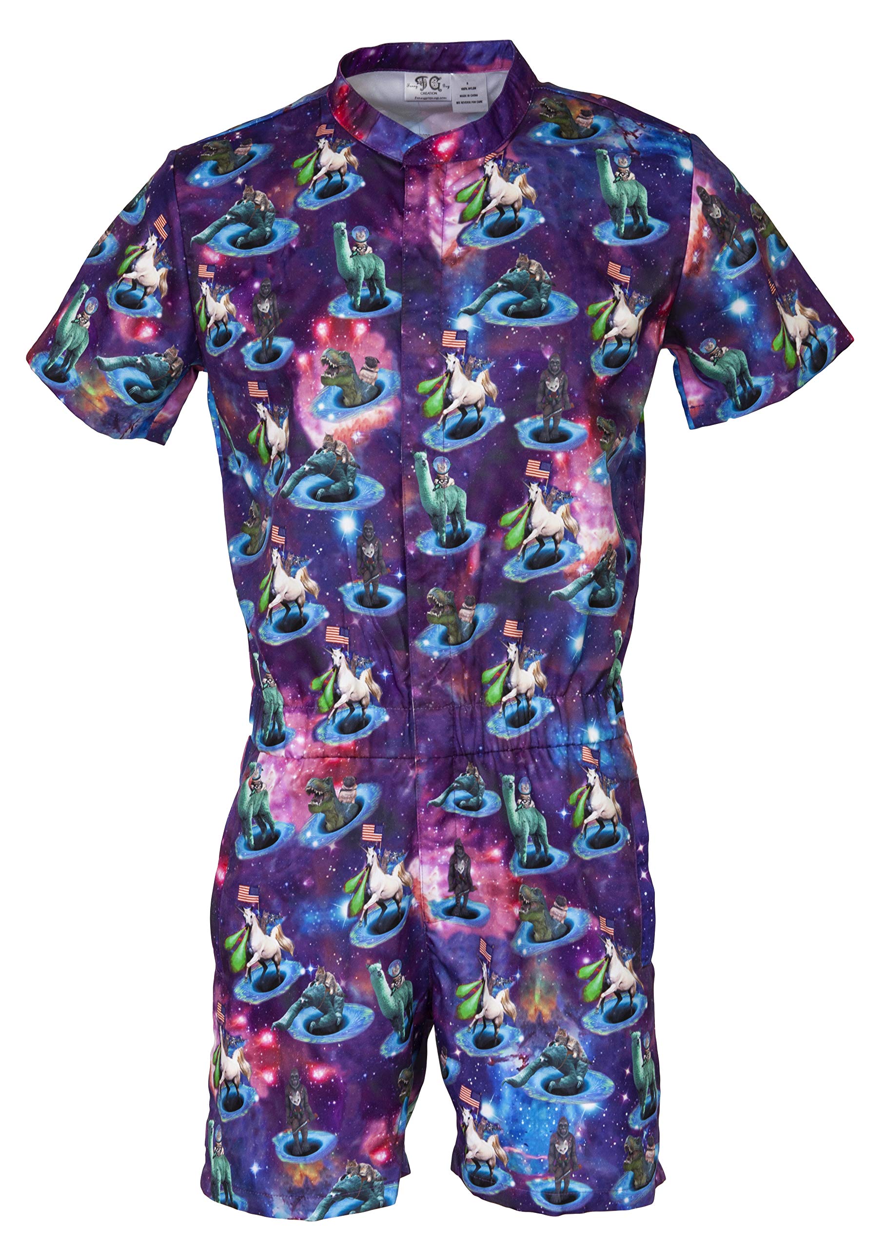 Premium Funny Guy Mugs Men's Romper - Comfortable Adult Jumpsuit with Zippered Pockets for Casual Wear, Costume Parties & Lounge Outfits
