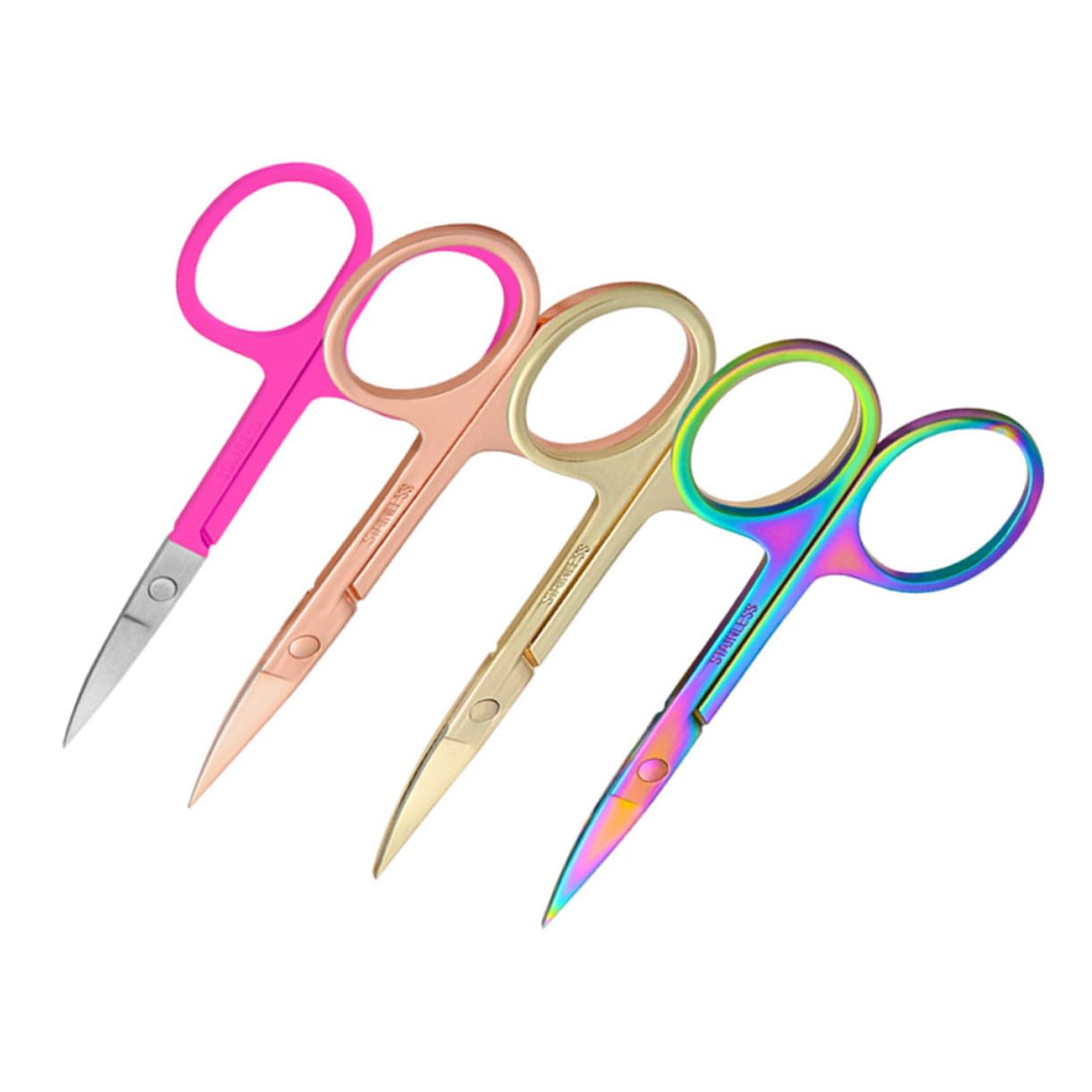 4-Piece Nose Hair Trimmer Set - Stainless Steel Scissors, Tweezer, Comb & Small Beauty Scissors for Eyebrows & Makeup - Perfect for Grooming, Travel & Personal Care