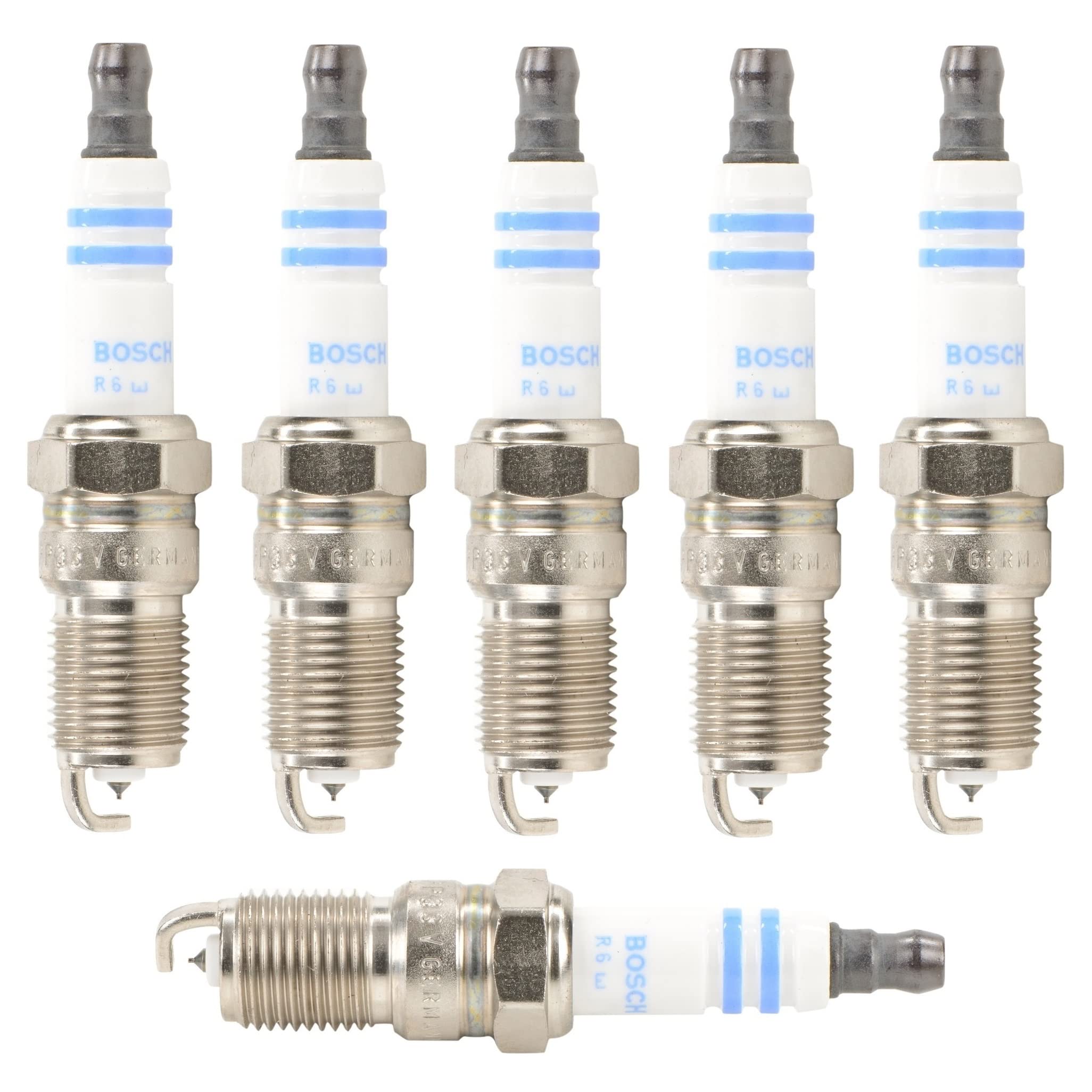 Bosch Double Platinum Spark Plugs - Set of 6 | Compatible with Ford, Jaguar, Mazda, Lincoln Vehicles | High Performance Ignition for Smoother Acceleration & Better Fuel Efficiency