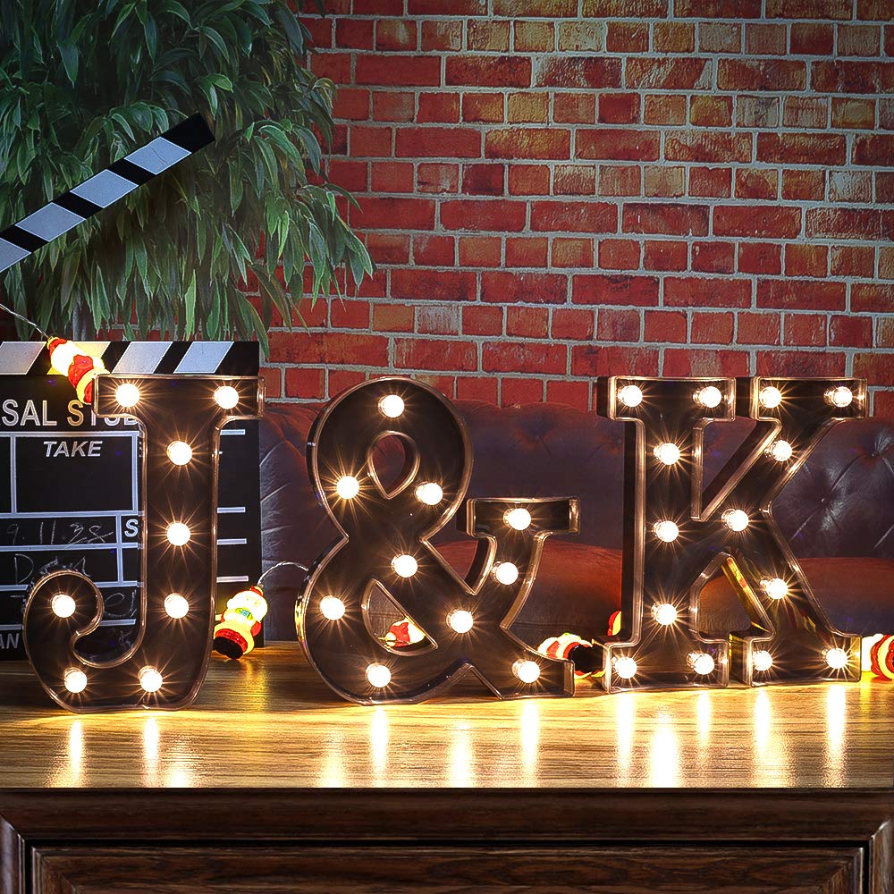 Glintee LED Light Up Letters - Black Alphabet Night Lights for Home, Bar, Birthday, Wedding & Party Decor - Perfect for Festivals, Bedroom, Nursery & Outdoor Events