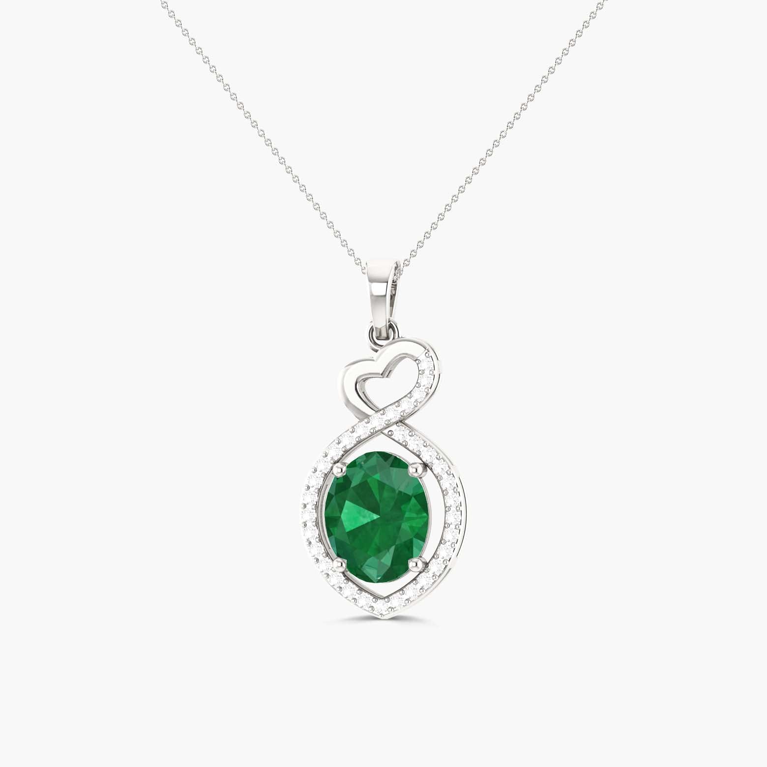 Exquisite Emerald Halo Infinity Pendant Necklace - Elegant Jewelry Gift for Women, Perfect for Anniversaries, Valentine's Day & Special Occasions