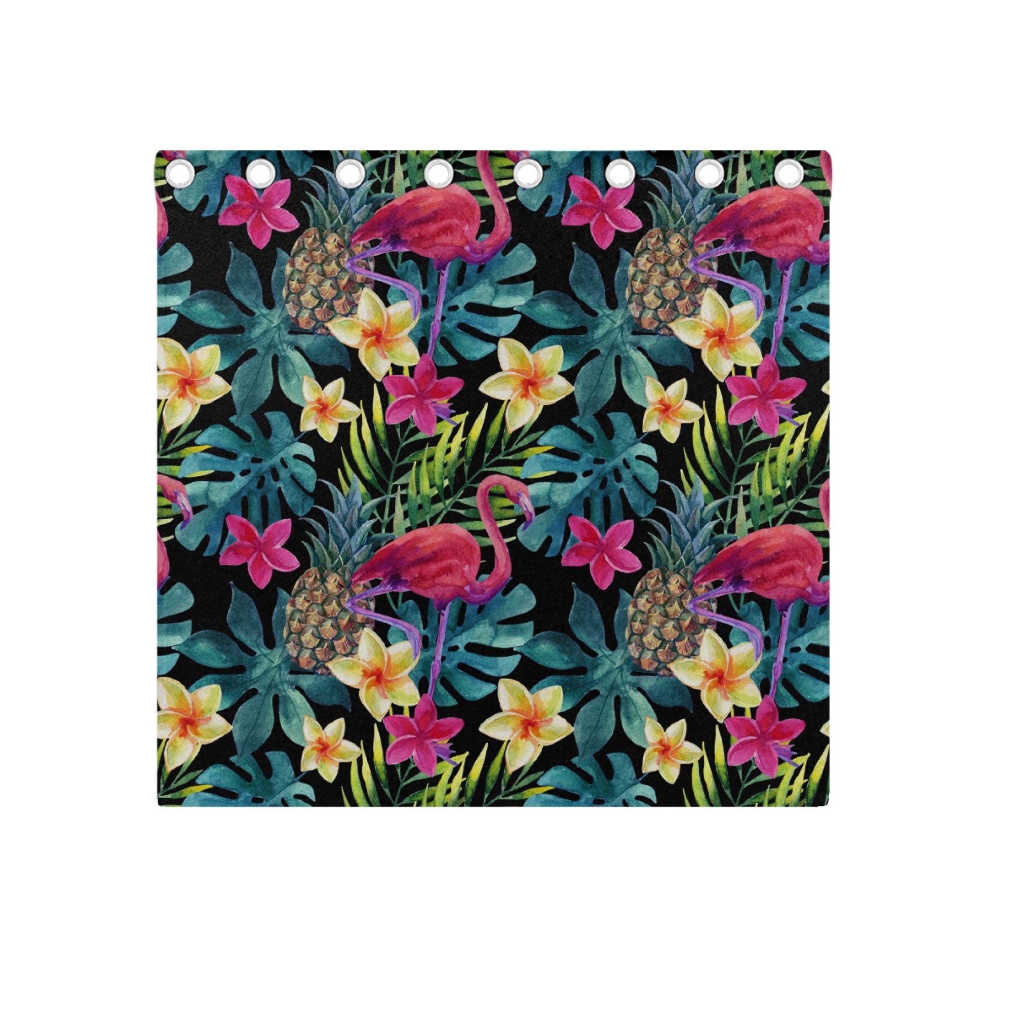 MNSRUU Blackout Curtains 2 Panels - Flamingo Pineapple Flower Room Darkening Window Drapes with Grommets, 54 Inch Length for Bedroom & Living Room - Perfect for Light Blocking, Privacy & Home Decor