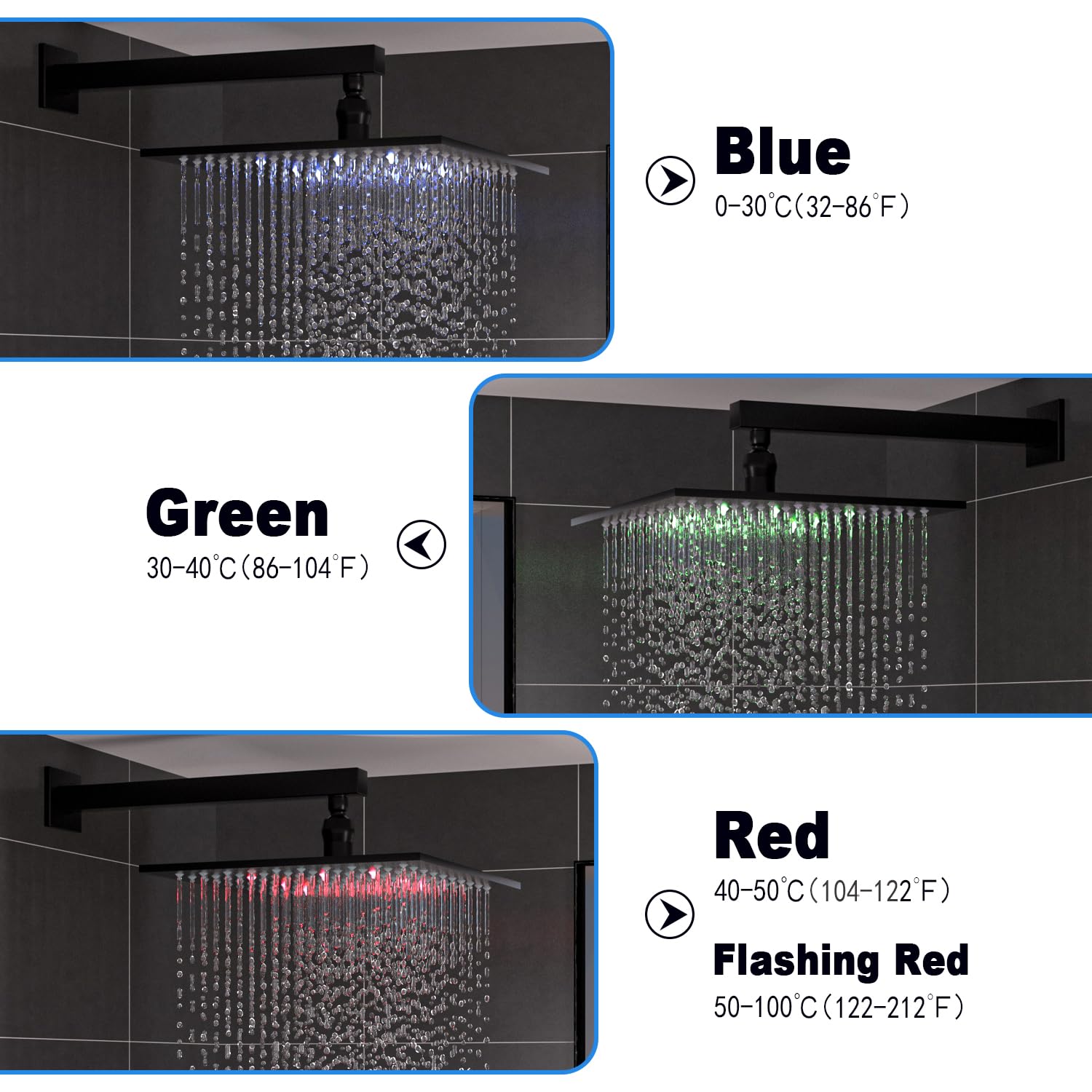 Premium Matte Black Enga Shower System with 12