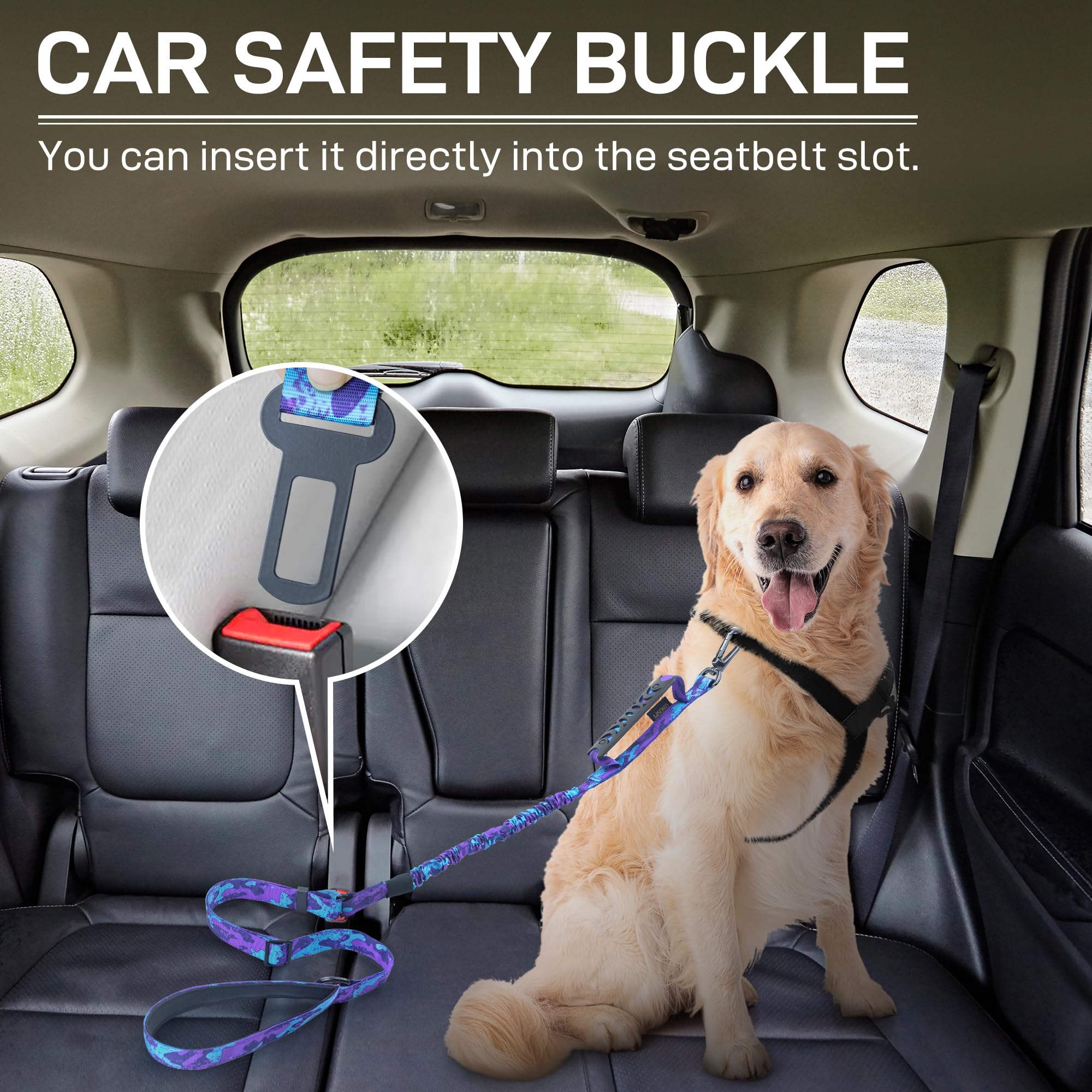 Heavy Duty Tactical Dog Leash 4-6FT - Strong Bungee Leash for Large Dogs Up to 150lbs - Reflective Dog Leash with Car Seat Belt Clip - Perfect for Training, Walking & Hiking with Small, Medium & Large Dogs