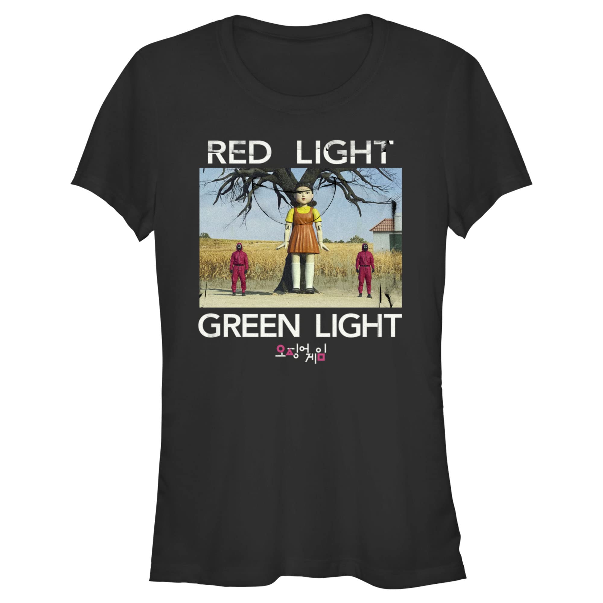 Junior's Squid Game Red Light Green Light Scene T-Shirt - Official Netflix Inspired Korean Drama Merch - Perfect for Cosplay, Halloween & K-Drama Fans