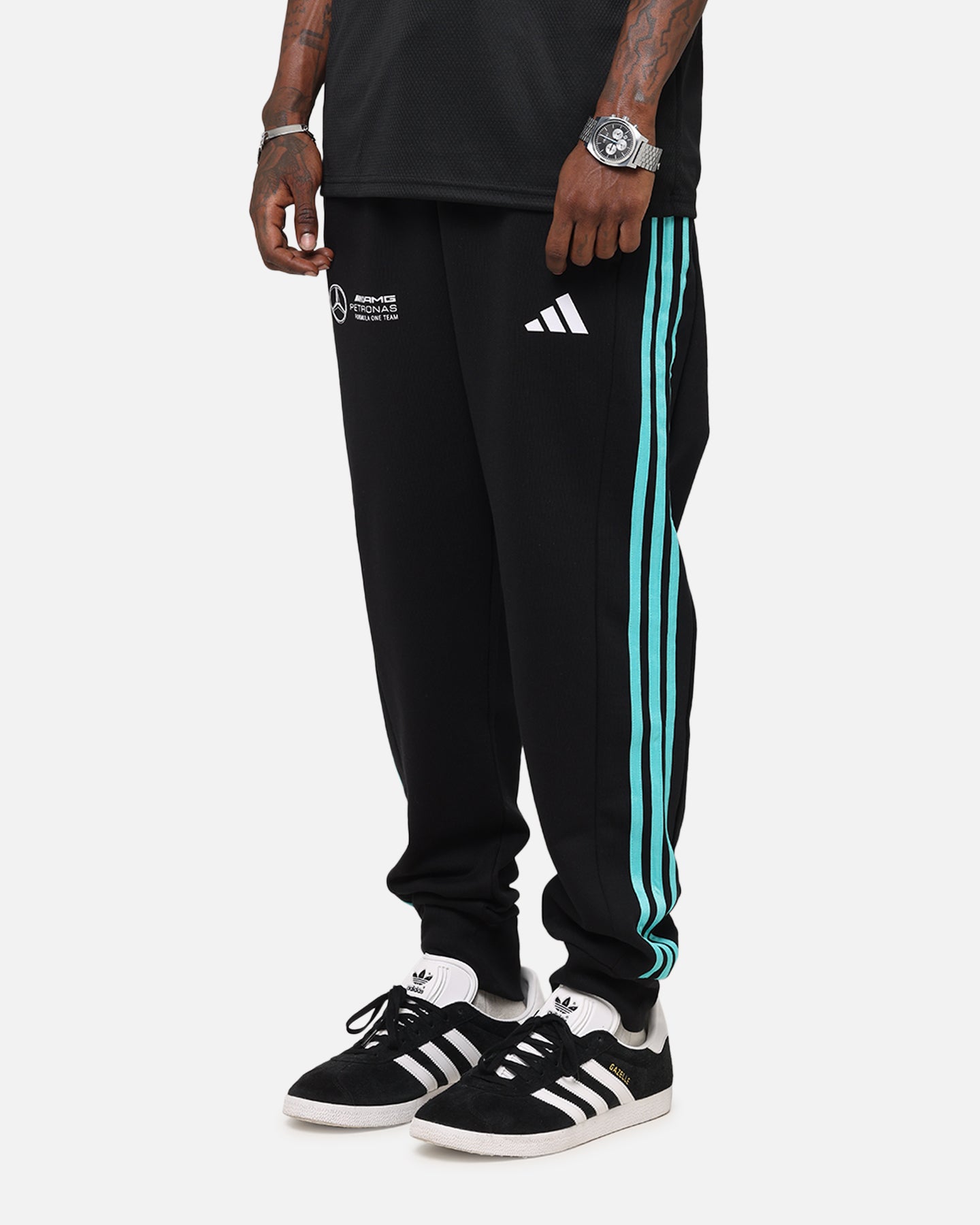 Adidas x Mercedes AMG PETRONAS F1 DNA Joggers for Men - Black & White Athletic Running Pants for Training, Gym & Casual Wear