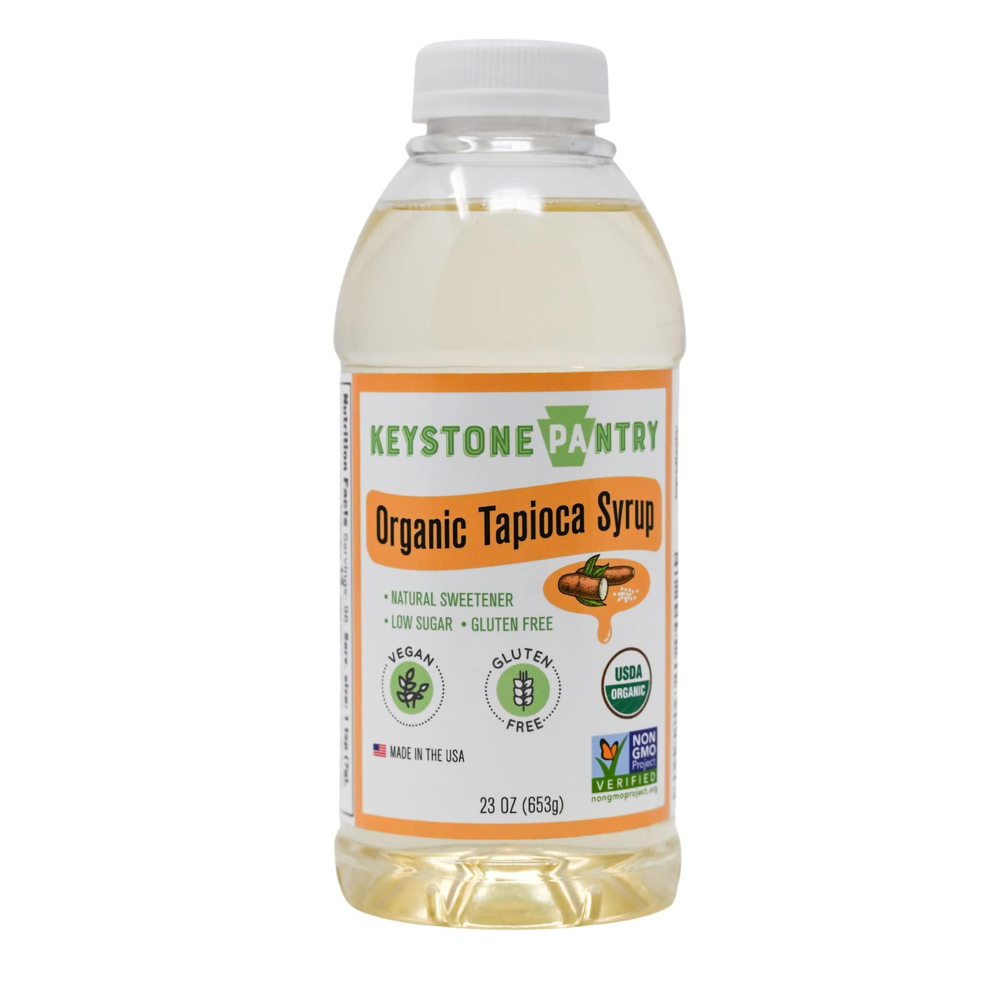 Organic Tapioca Syrup 1 Pint Bottle - Natural Sweetener, Low Sugar, Gluten Free, Vegan, Non-GMO, Kosher-Parve - Perfect for Baking, Coffee, Tea & Healthy Recipes
