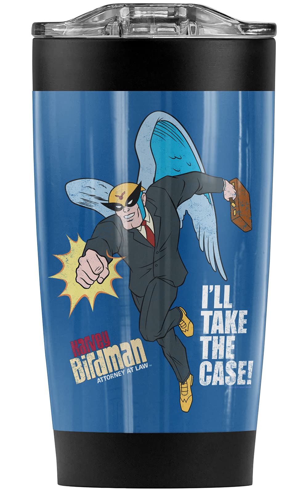 The Venture Bros. Take The Case 20 oz Stainless Steel Tumbler - Vacuum Insulated Coffee Travel Mug with Leakproof Sliding Lid | Double Wall Insulation for Hot & Cold Drinks | Perfect for Office, Commuting, Camping & Outdoor Adventures