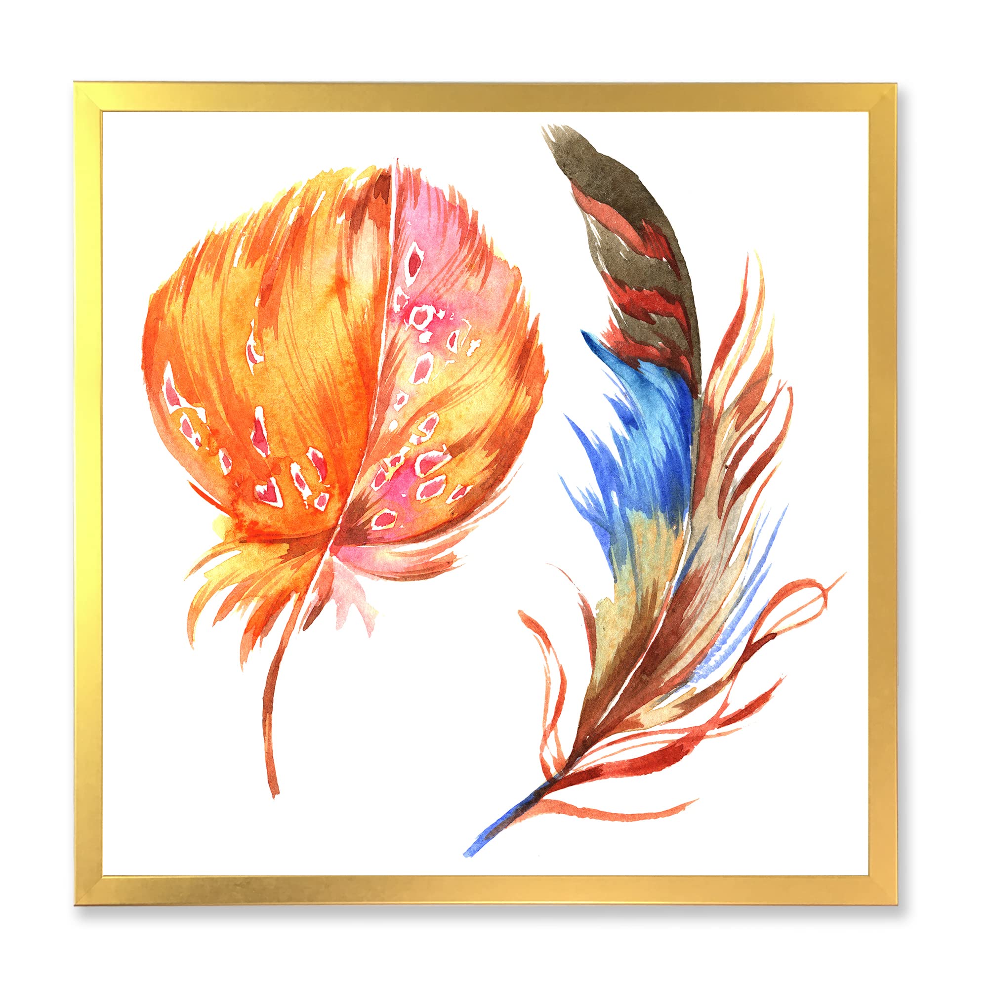 Bohemian & Eclectic Framed Wall Art - Brown Feather Wing Design for Home Decor | Ethnic Tribal Style Wall Hanging for Living Room, Bedroom & Office