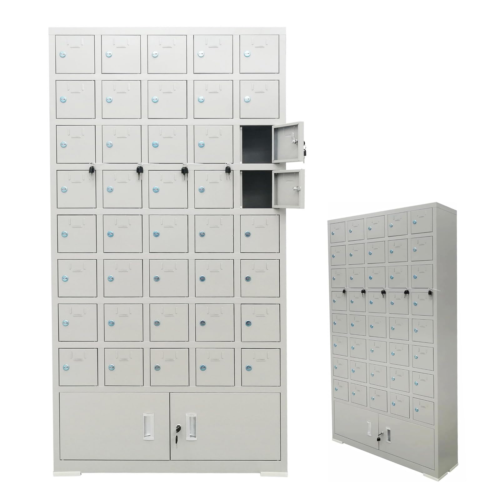 INTBUYING 40-Door Steel Mobile Phone Locker Box with Keys - Secure Cell Phone Storage Cabinet for Office, School, Classroom & Factory - Ideal for Employee Device Management & Student Phone Control