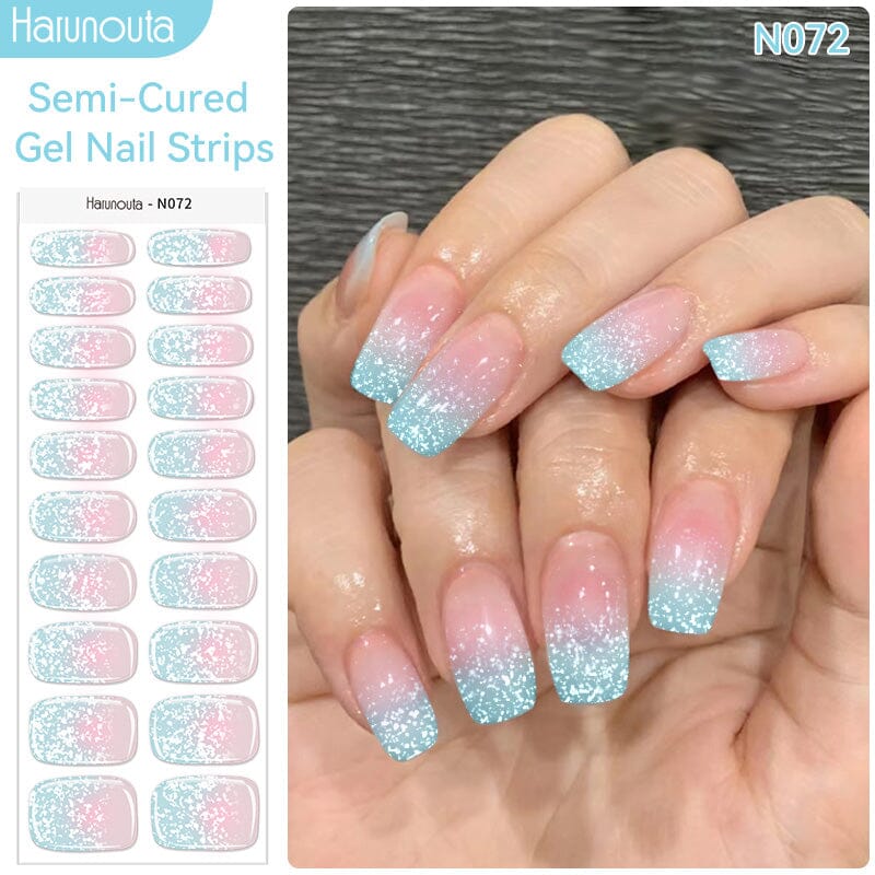 20-Pack Semi Cured Gel Nail Strips Kit - Trendy Designs N061 & N078 - DIY Salon-Quality Manicure at Home for Parties, Weddings & Special Occasions