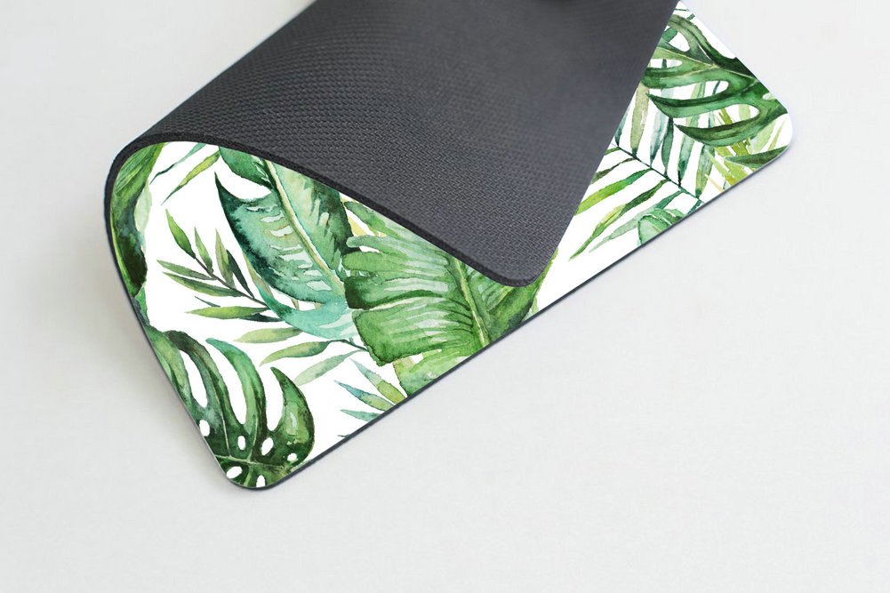 Green Tropical Palm & Fern Leaves Mouse Pad - Non-Slip Office Desk Mat with Banana Leaf Jungle Design for Computer, Laptop, Gaming | Perfect for Home, Office, and Workstation Setup