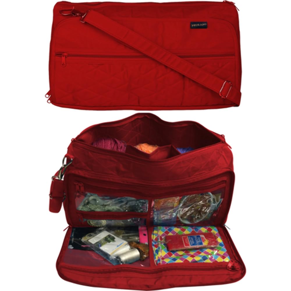 Yazzii Premium Red Knitting Bag - Large Yarn Storage Organizer for Crochet & Knitting Projects | Perfect for Crafters, Travel & Home Organization