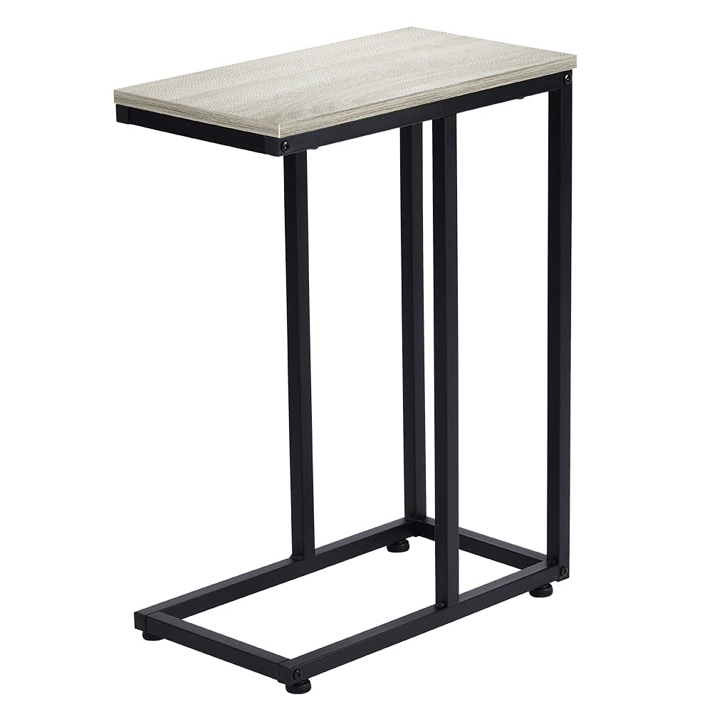 Simple Iron Sofa Accent Table with Wood Grain Finish - Side Table for Living Room, Bedroom & Patio - Perfect for Coffee, Books & Decor