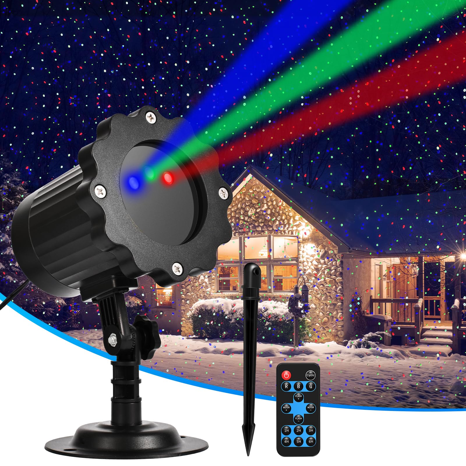 Outdoor Laser Projector Lights with Remote Control - RGB Star Landscape Spotlights, IP65 Waterproof Garden Lighting for Easter, Christmas, Halloween Party Decorations | Perfect for Backyard, Patio, Lawn, and Holiday Decor