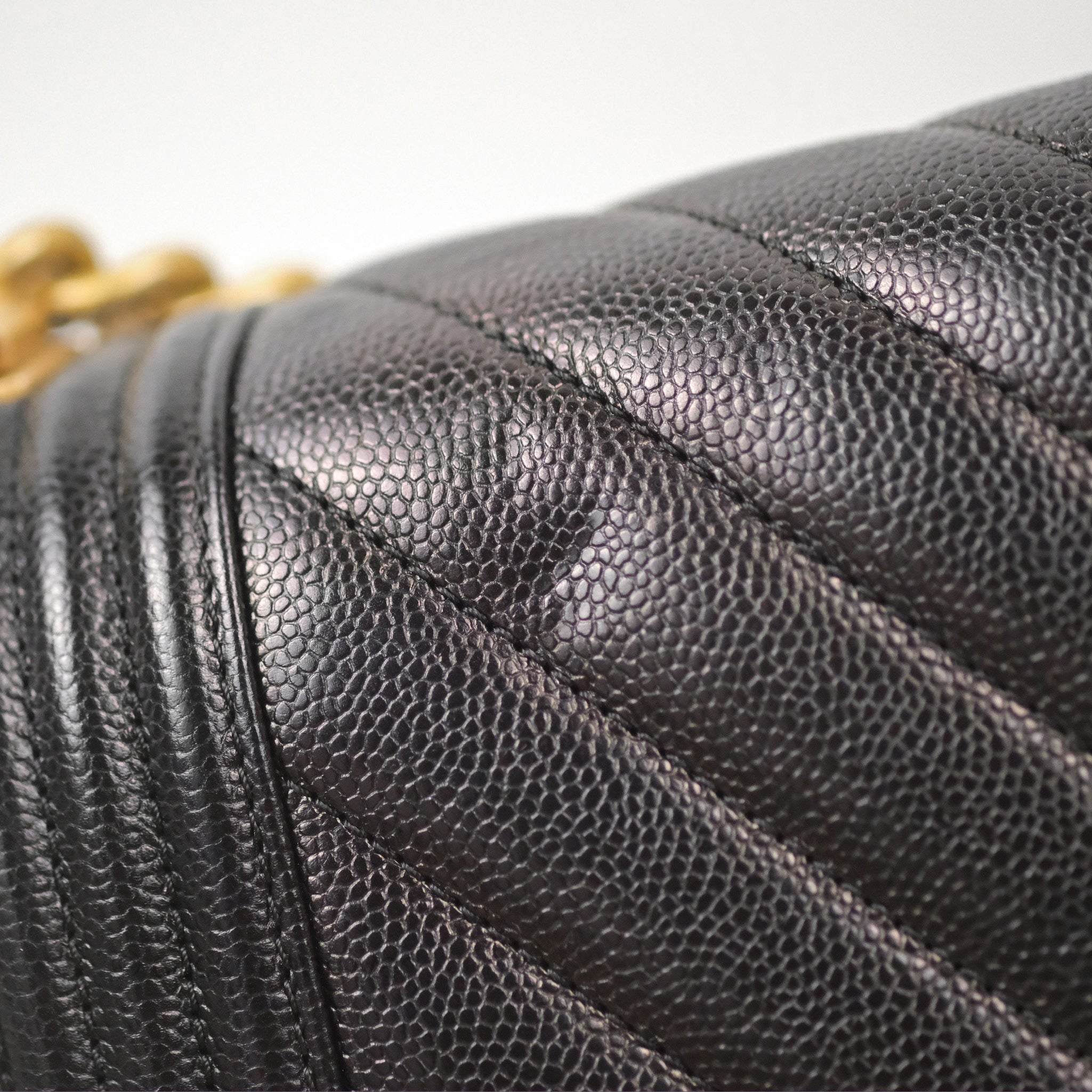 Chanel Chevron Medium Boy Bag in Black Caviar Leather with Aged Gold Hardware - Luxury Crossbody Bag for Women, Perfect for Evening Events & Parties