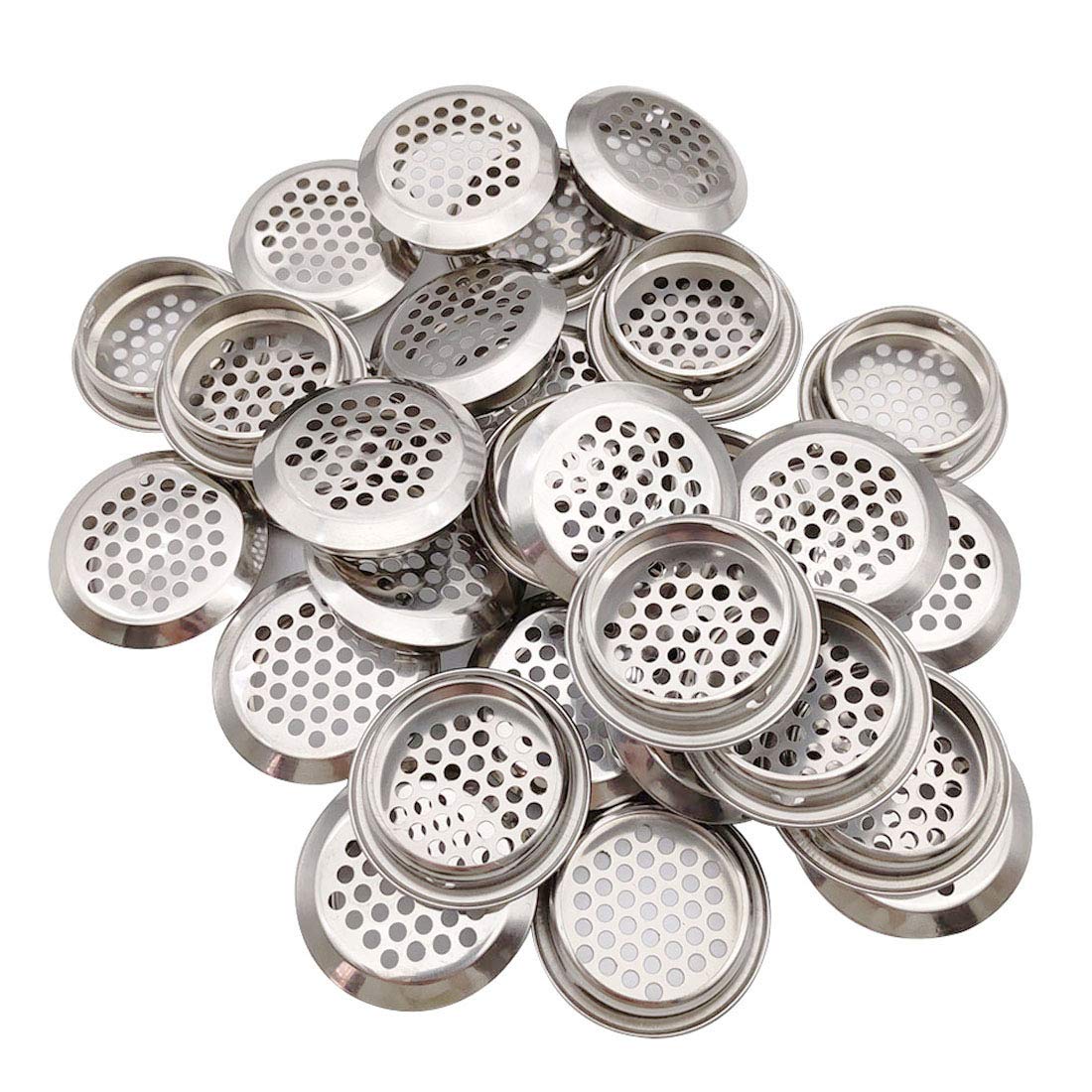 30 Pack Stainless Steel Circular Soffit Vents - 35mm/1.38 Inch Round Mesh Hole Louver Vents for Attic, Closet, Kitchen & Bathroom Cabinet Ventilation - Perfect for Home Airflow & Moisture Control
